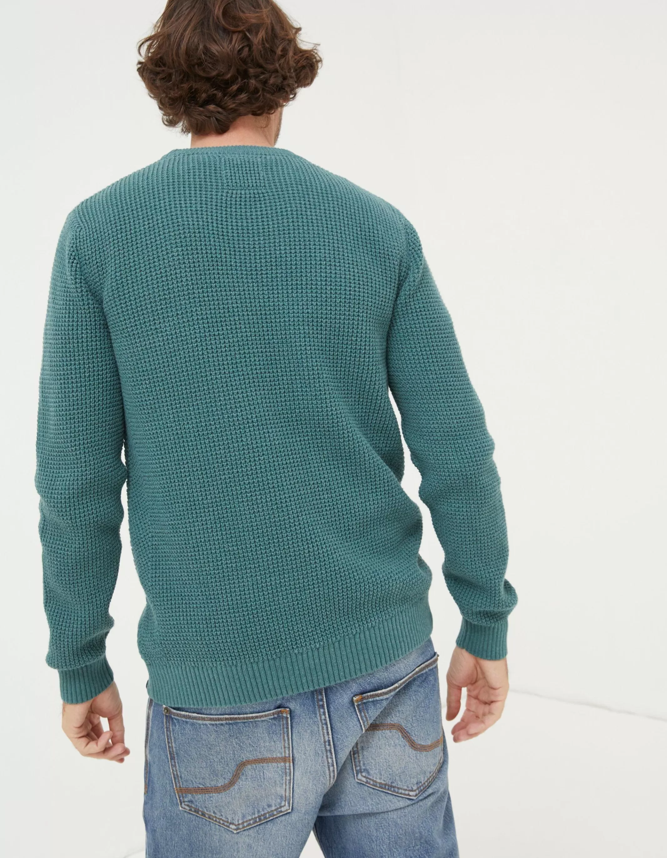 Best FatFace Pembrey Cotton Crew Neck Jumper Teal Green
