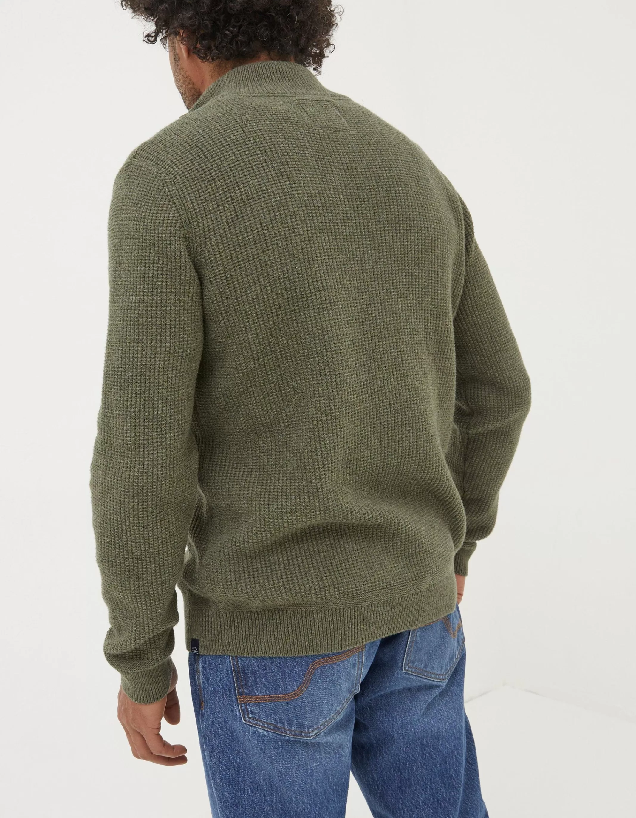 Store FatFace Pembrey Half Neck Jumper Washed Green
