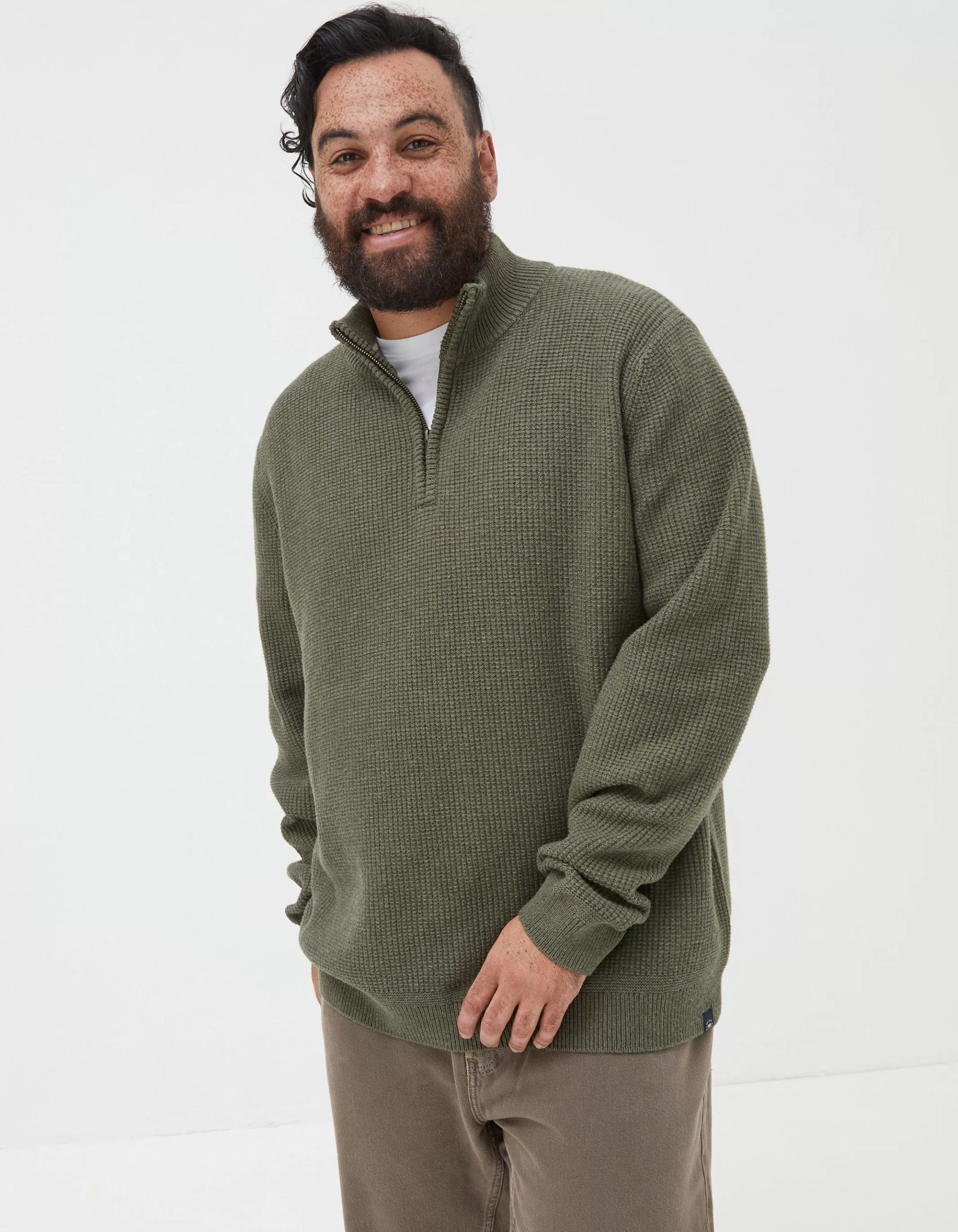 Store FatFace Pembrey Half Neck Jumper Washed Green