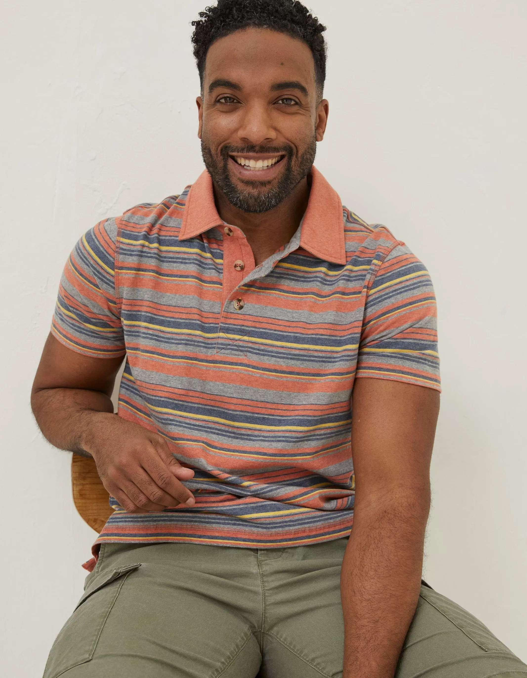 Outlet FatFace Penzance Stripe Polo Orange