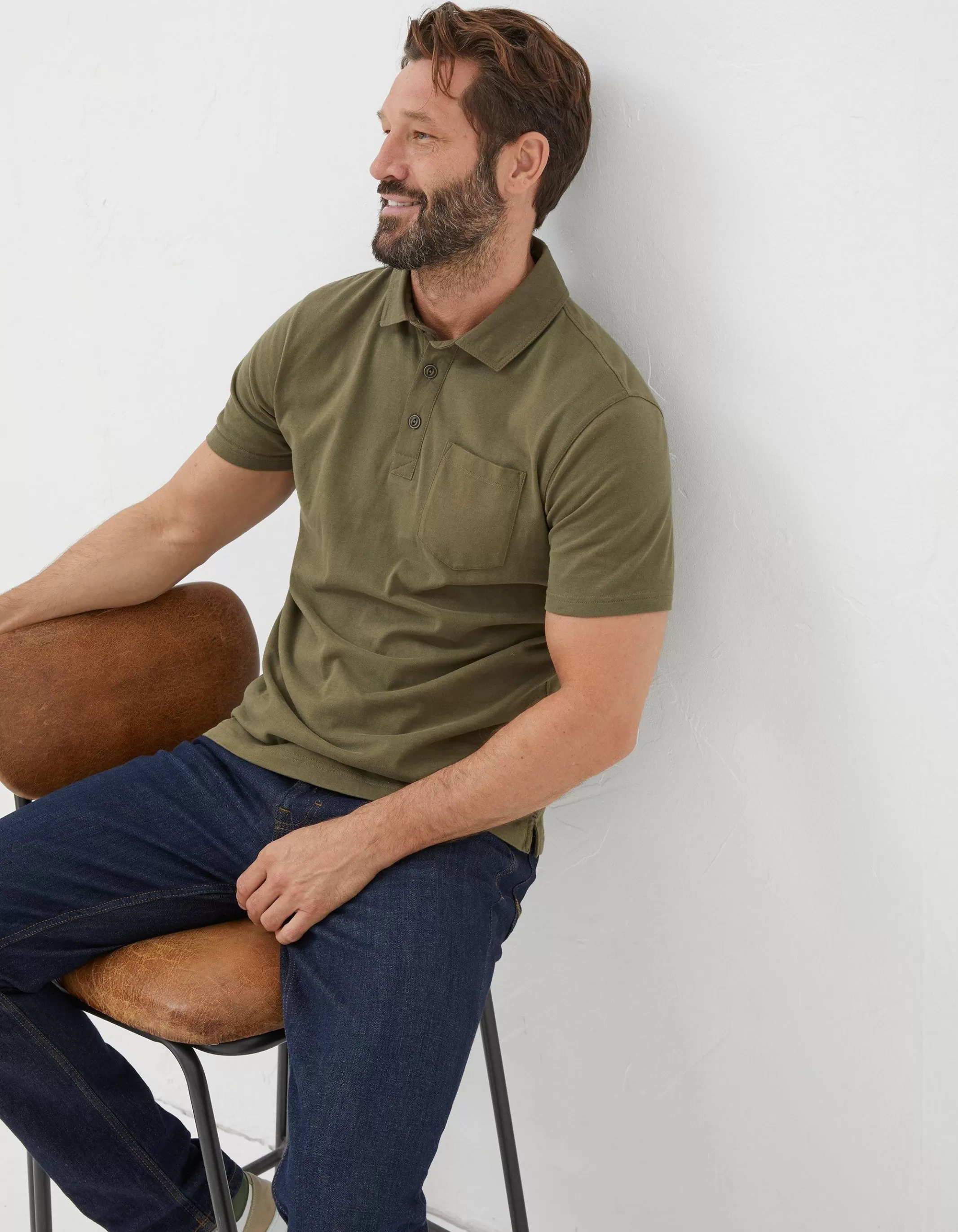 New FatFace Perranporth Polo Washed Green