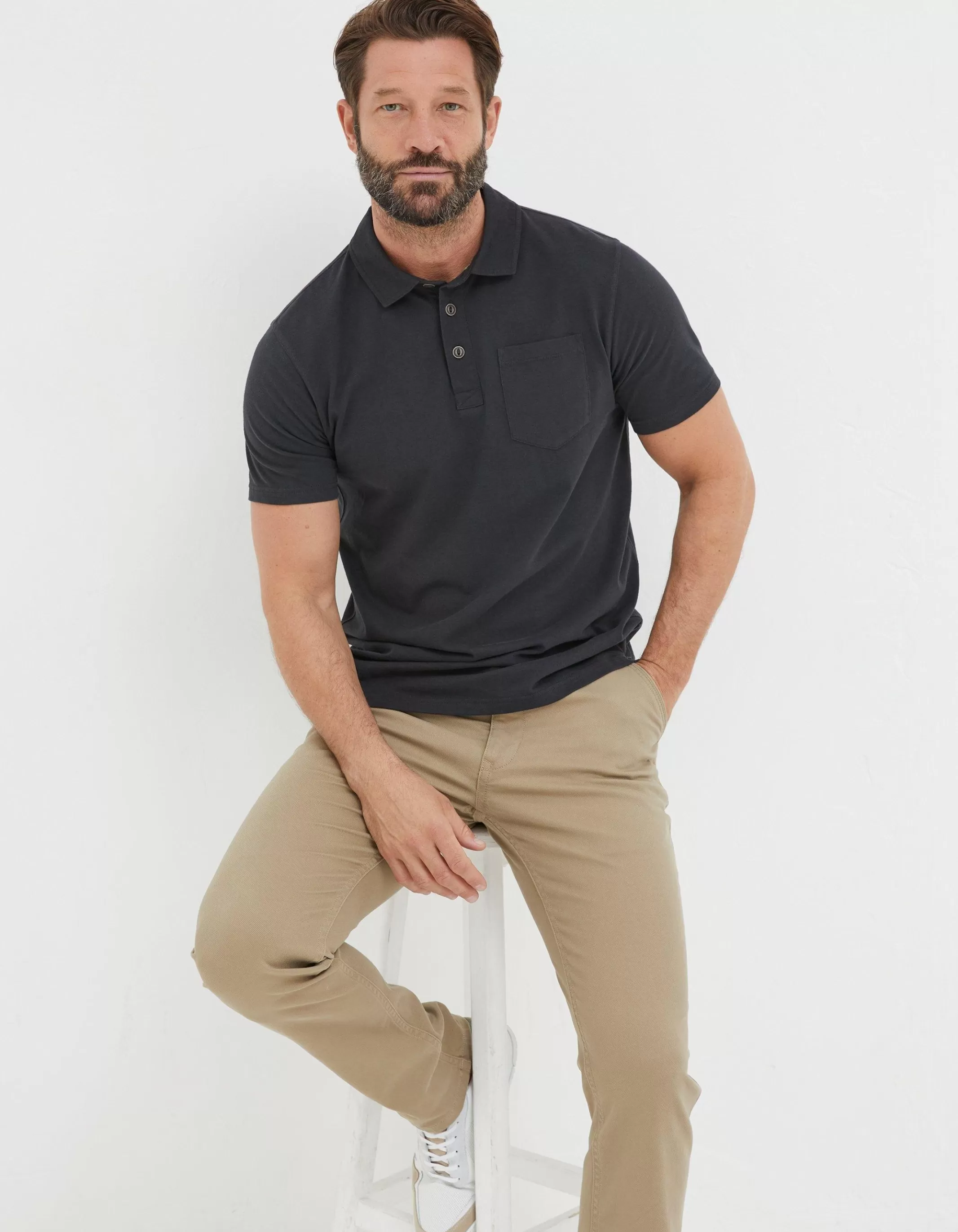 Outlet FatFace Perranporth Polo Washed Black