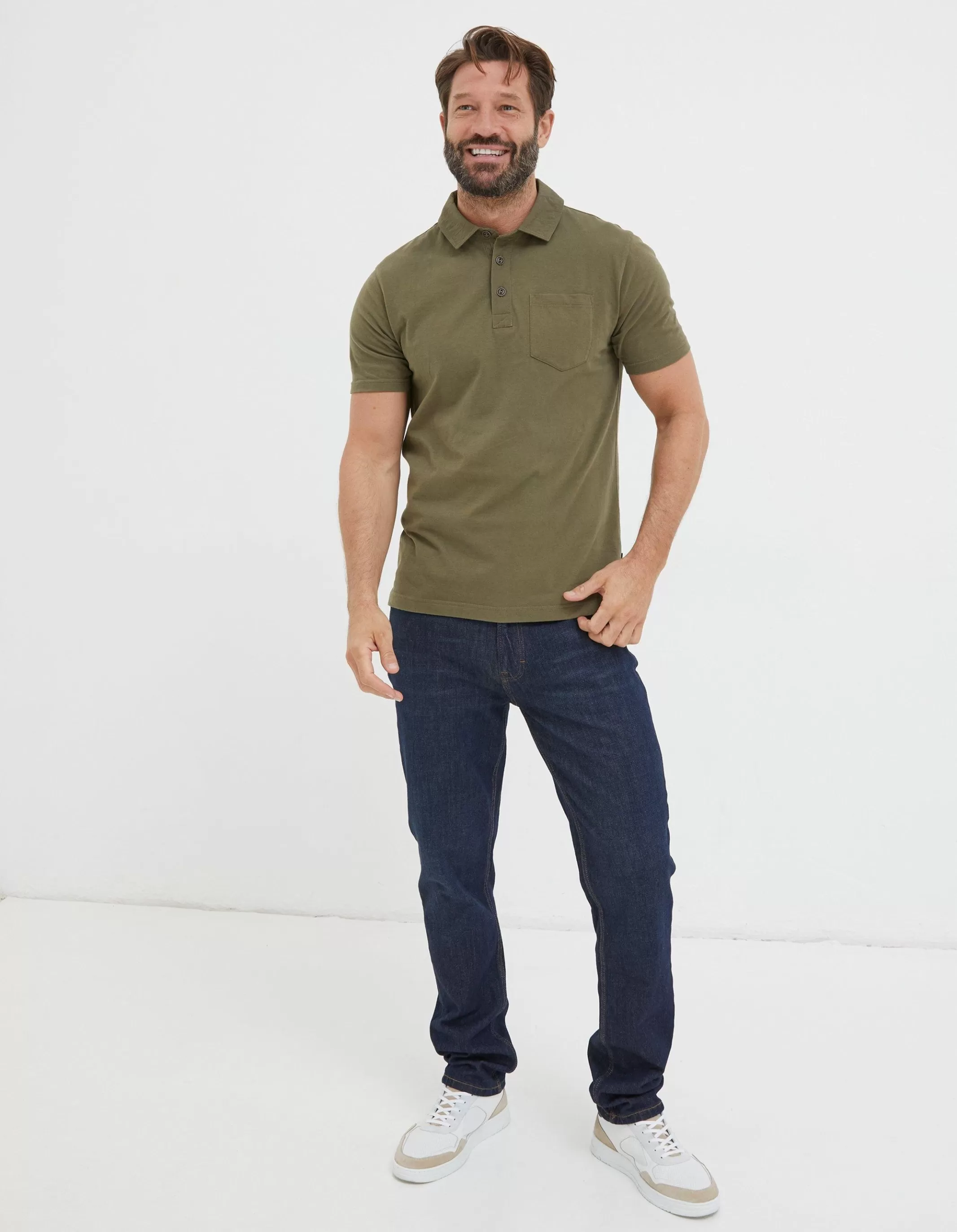 New FatFace Perranporth Polo Washed Green