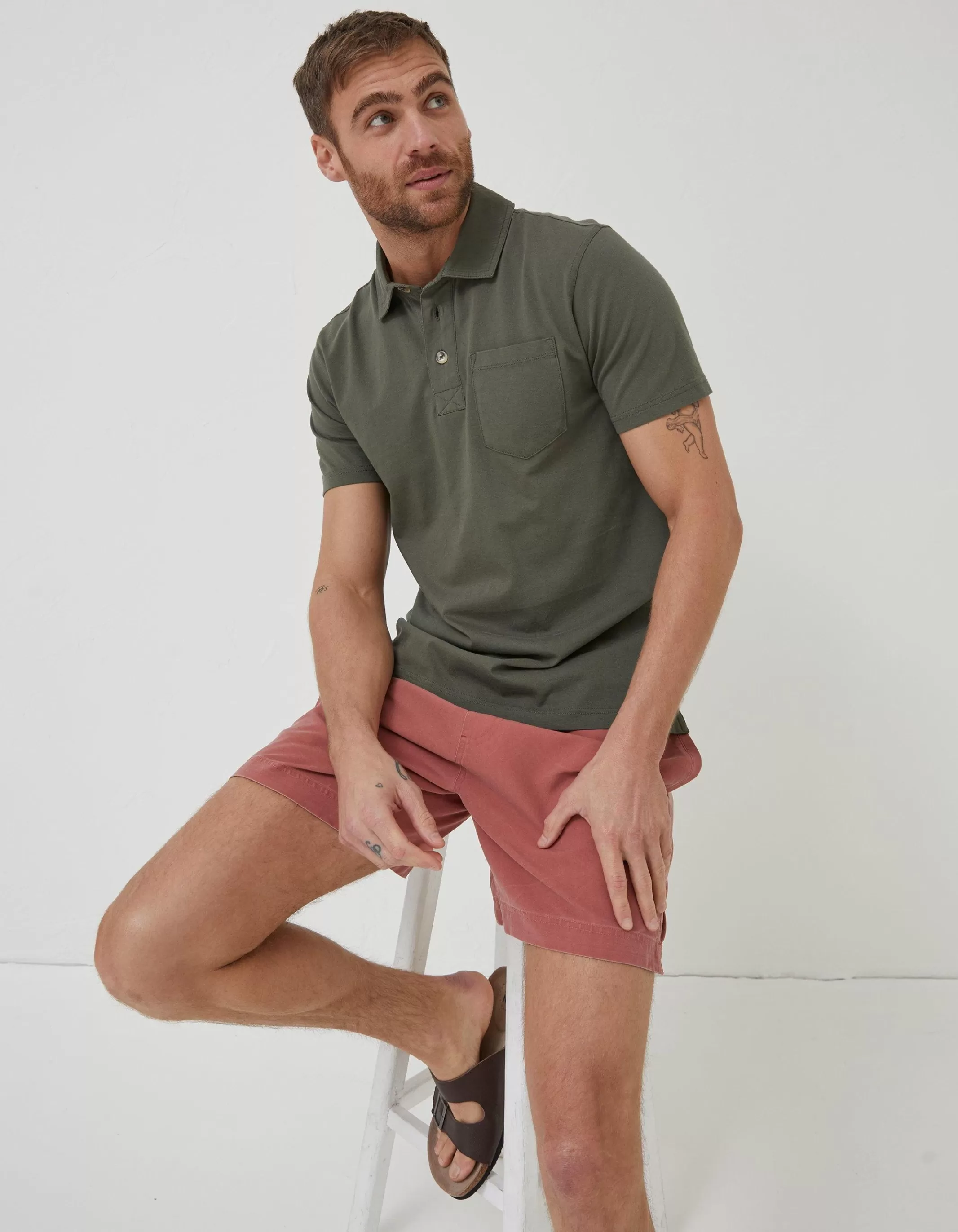 Sale FatFace Perranporth Polo Khaki Green