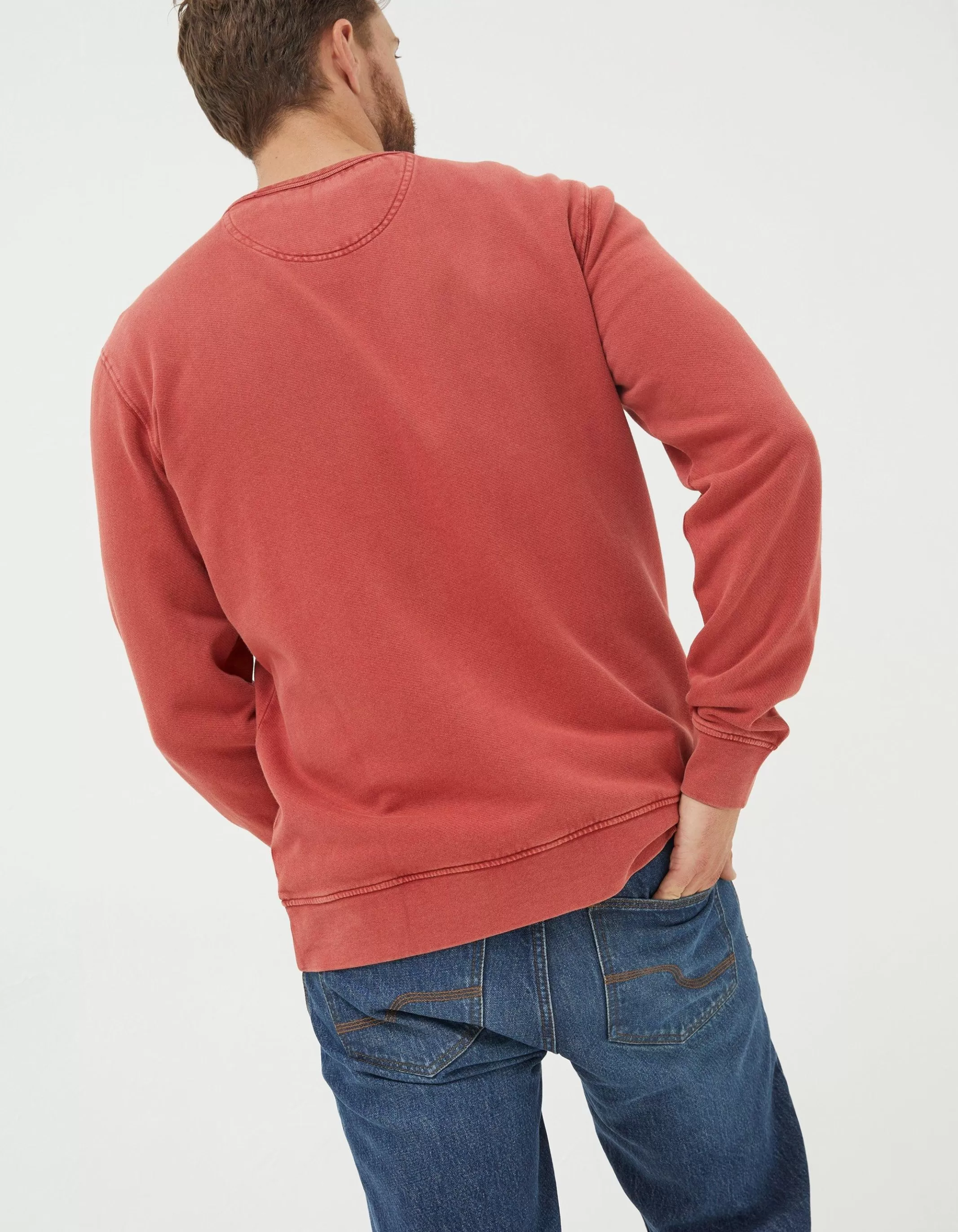 Hot FatFace Petersfield Crew Neck Sweatshirt Bright Red