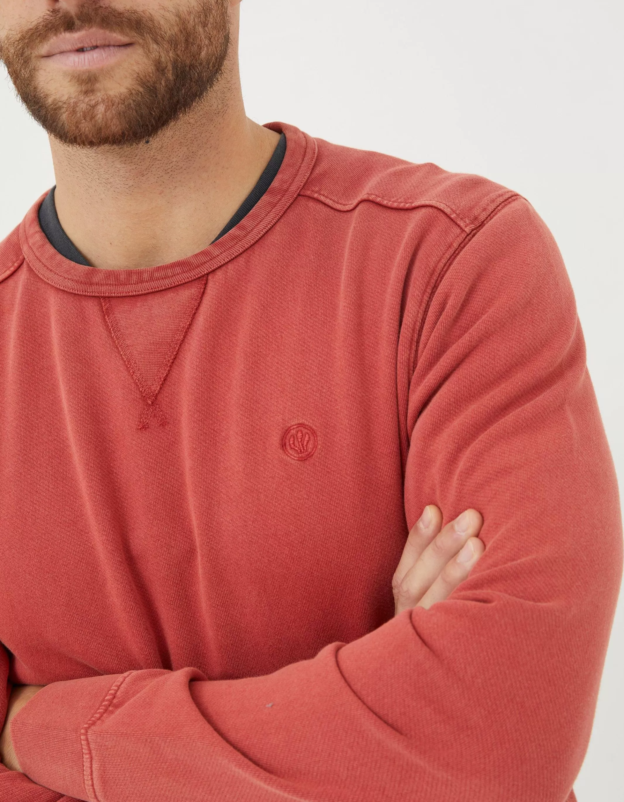Hot FatFace Petersfield Crew Neck Sweatshirt Bright Red