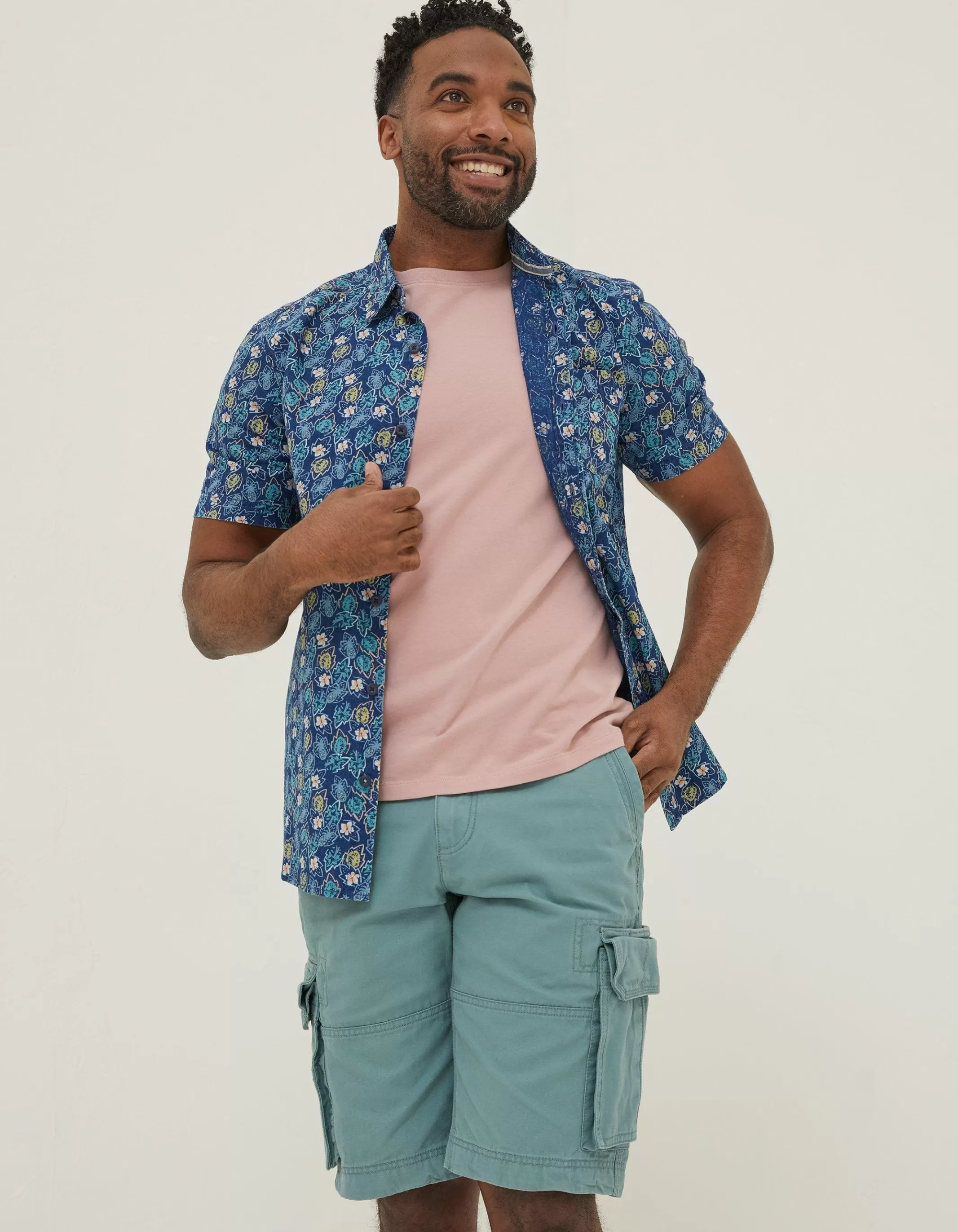 Fashion FatFace Pineham Print Shirt Navy