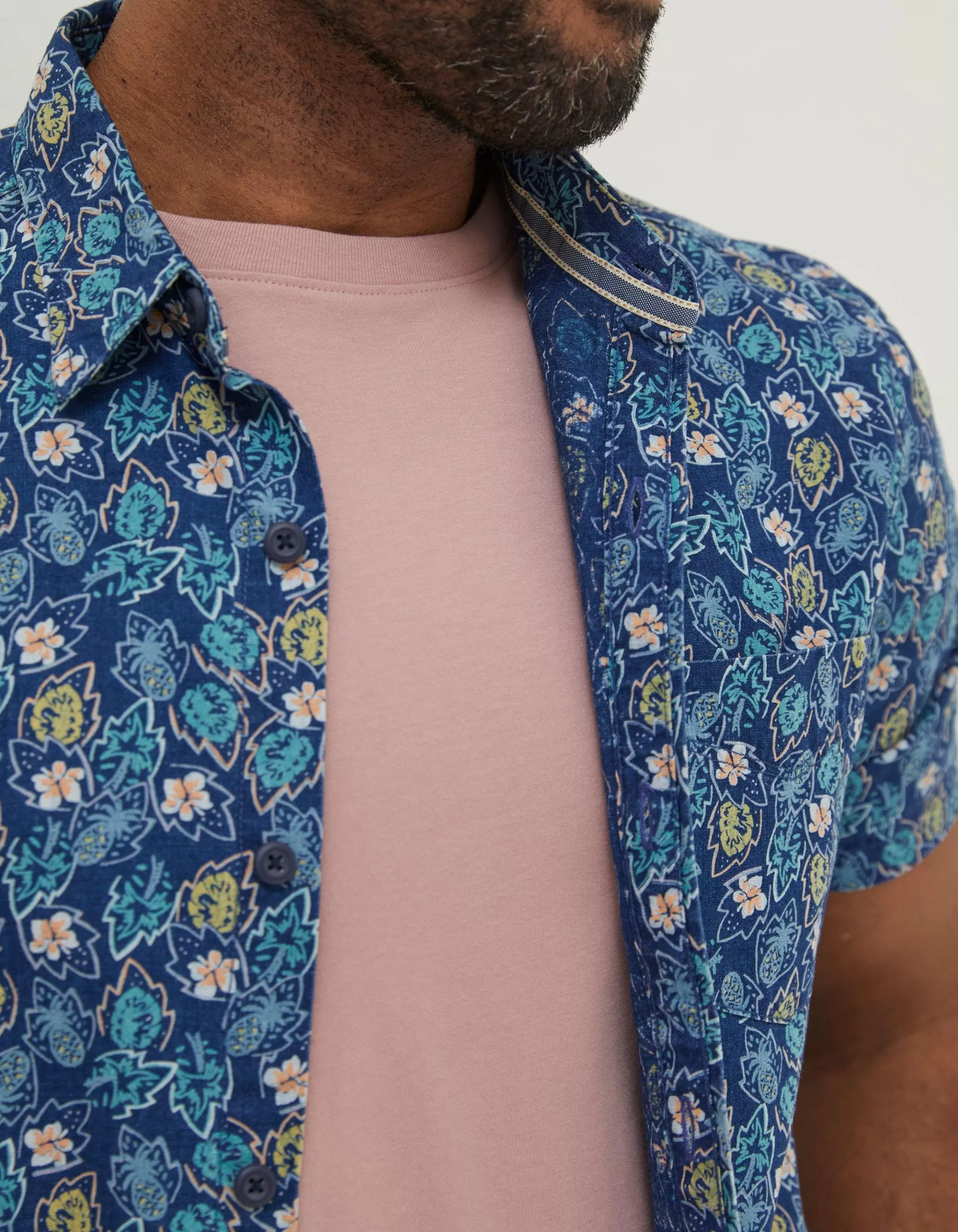 Fashion FatFace Pineham Print Shirt Navy