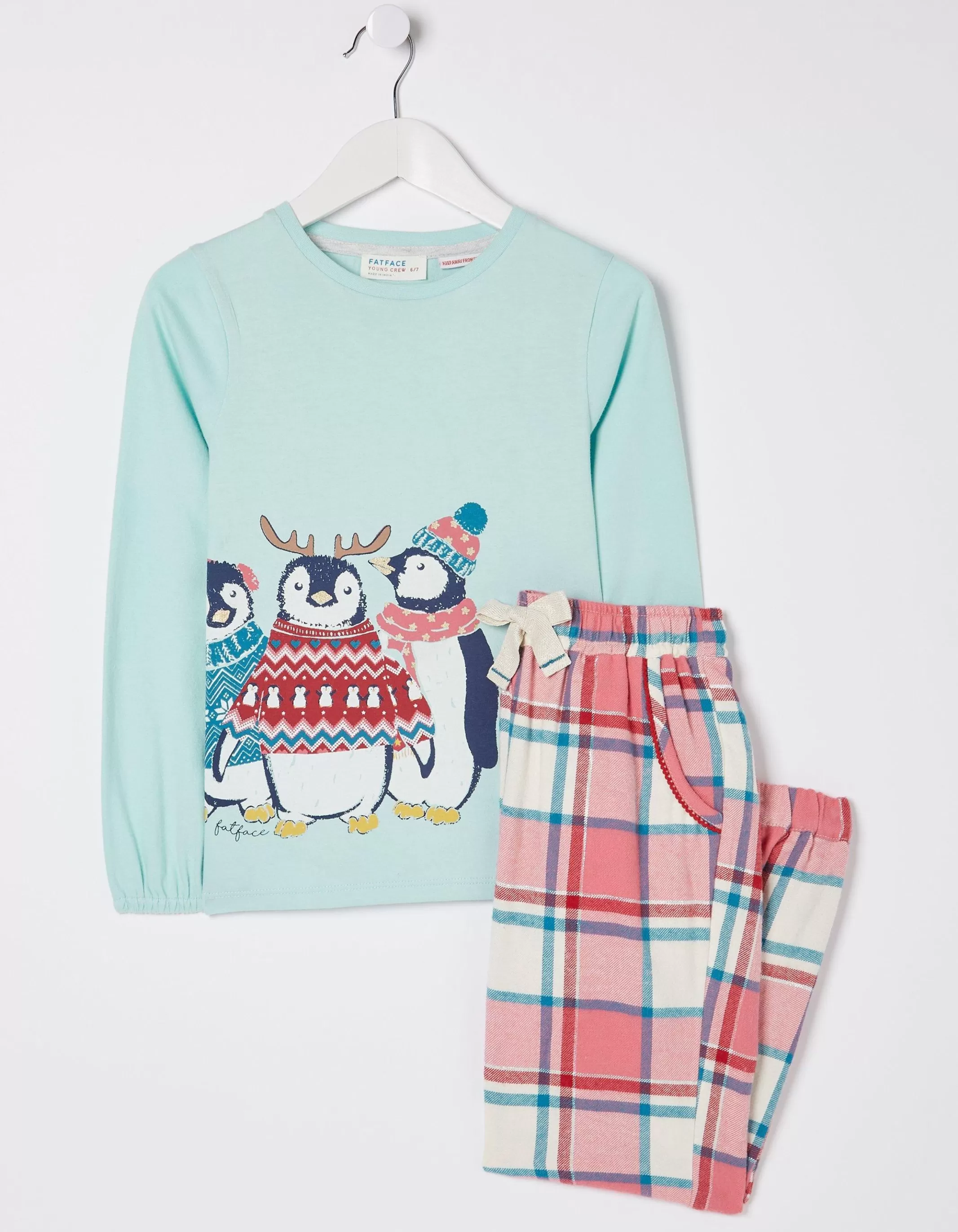 Flash Sale FatFace Pippa Penguin Check Pyjama Set Multi