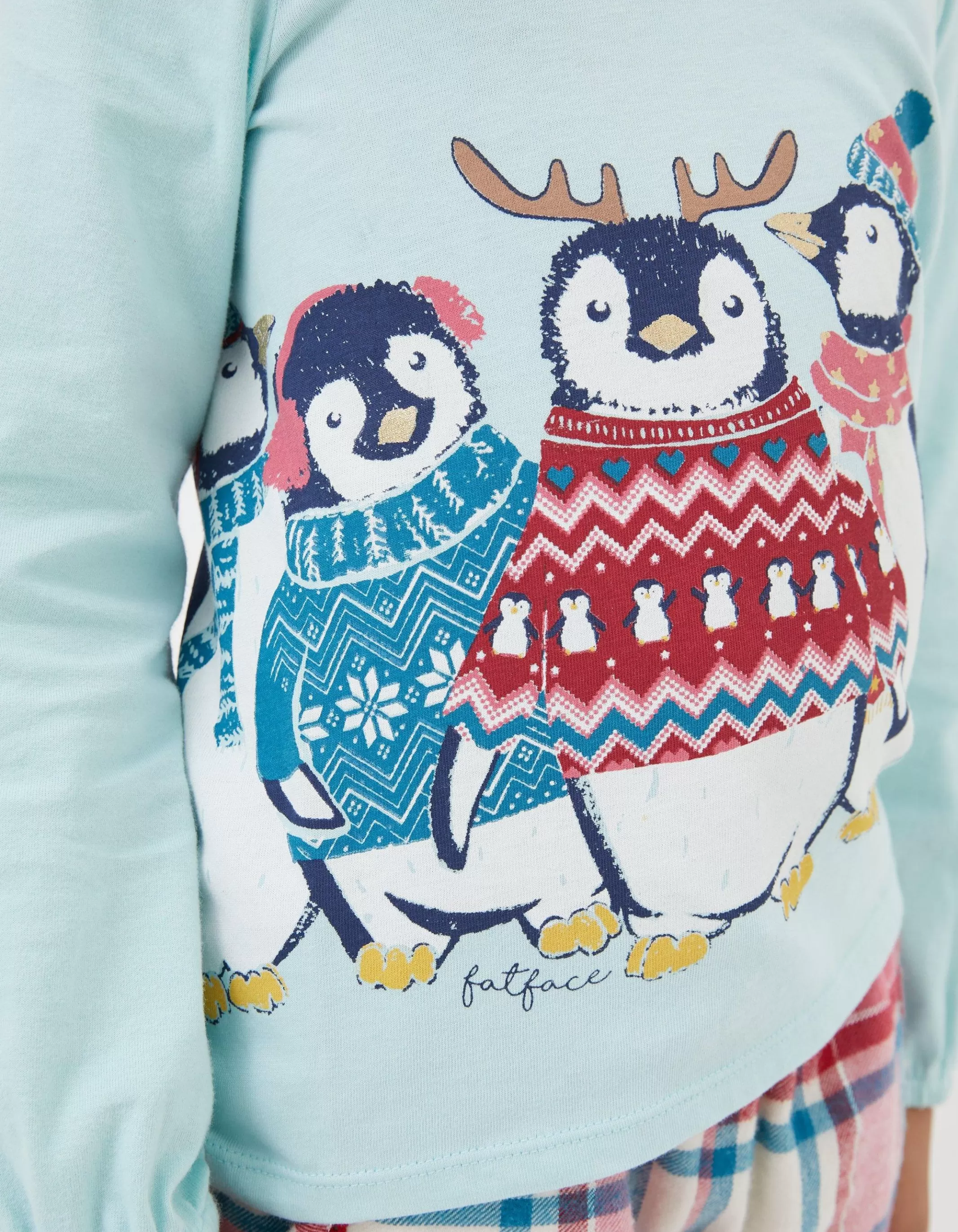 Flash Sale FatFace Pippa Penguin Check Pyjama Set Multi