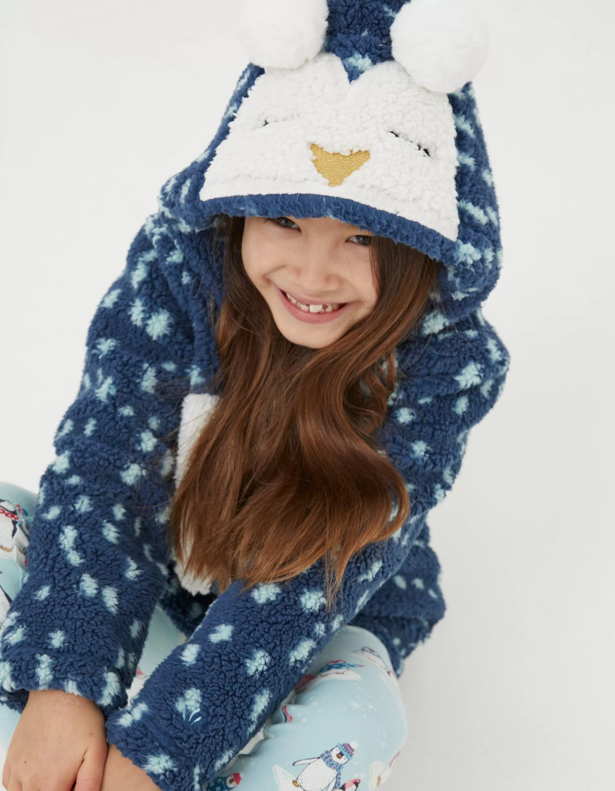 Clearance FatFace Pippa Penguin Zip-Up Sweatshirt Blue