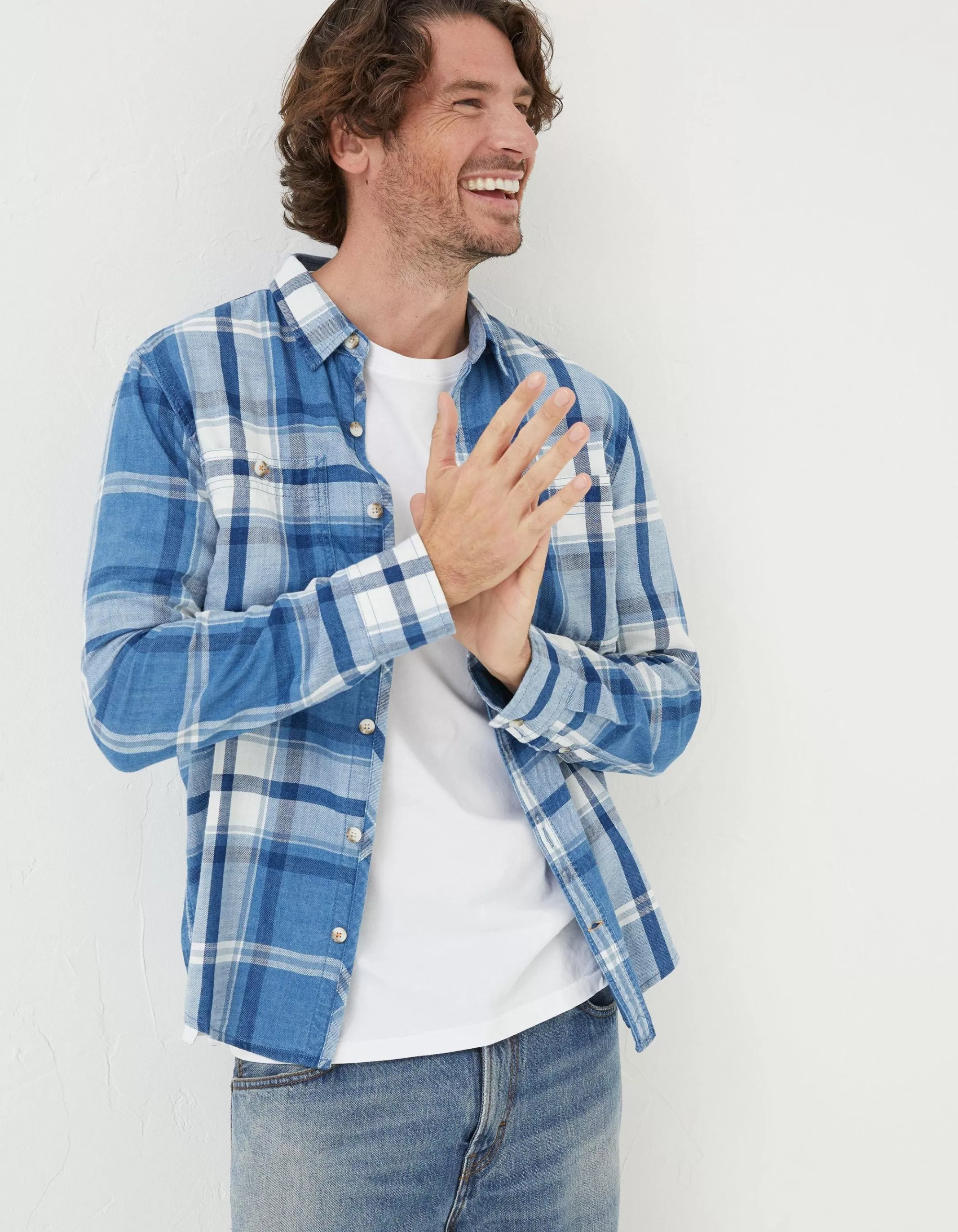 Best Sale FatFace Plastow Check Shirt Blue