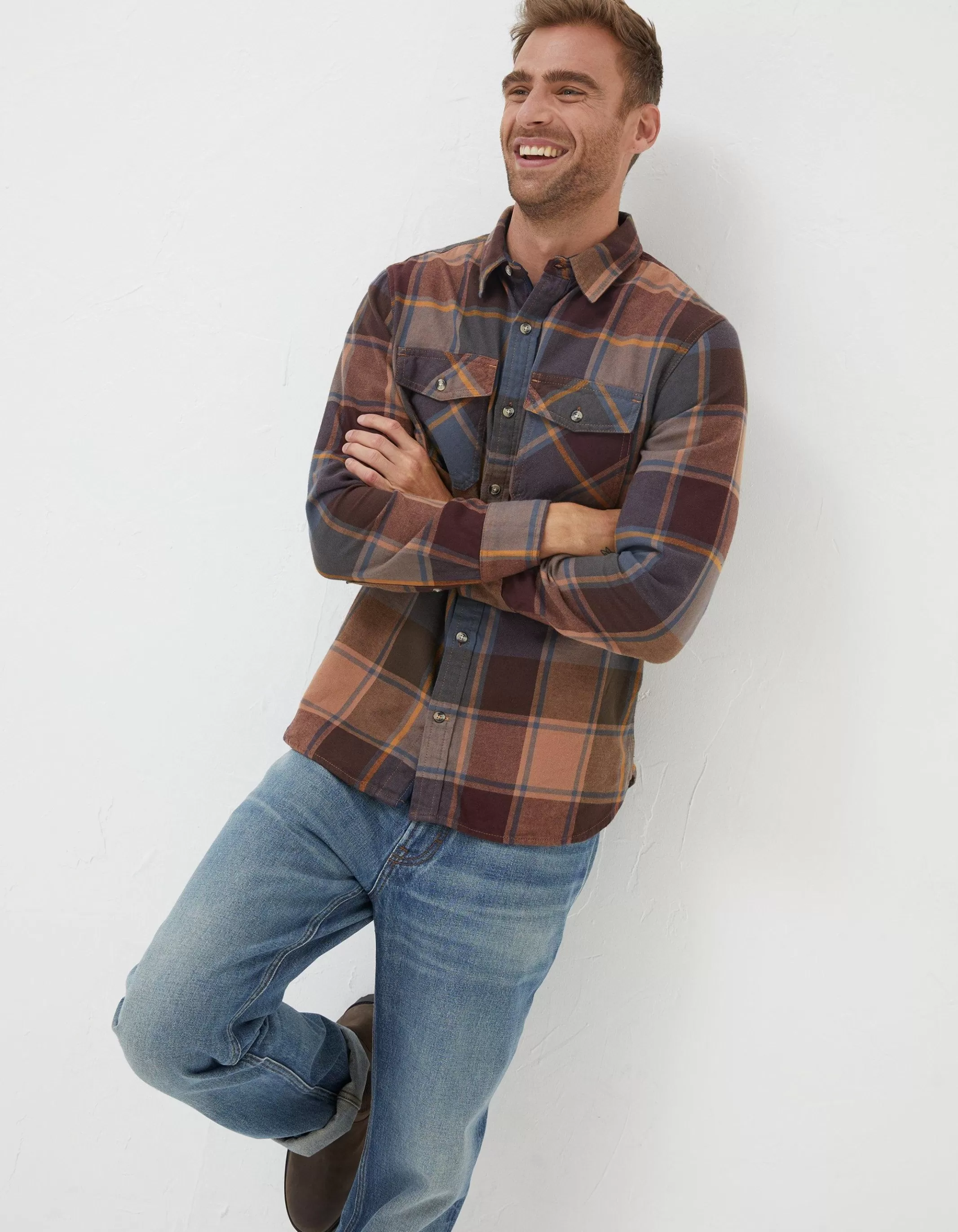 Clearance FatFace Poole Check Shirt Plum