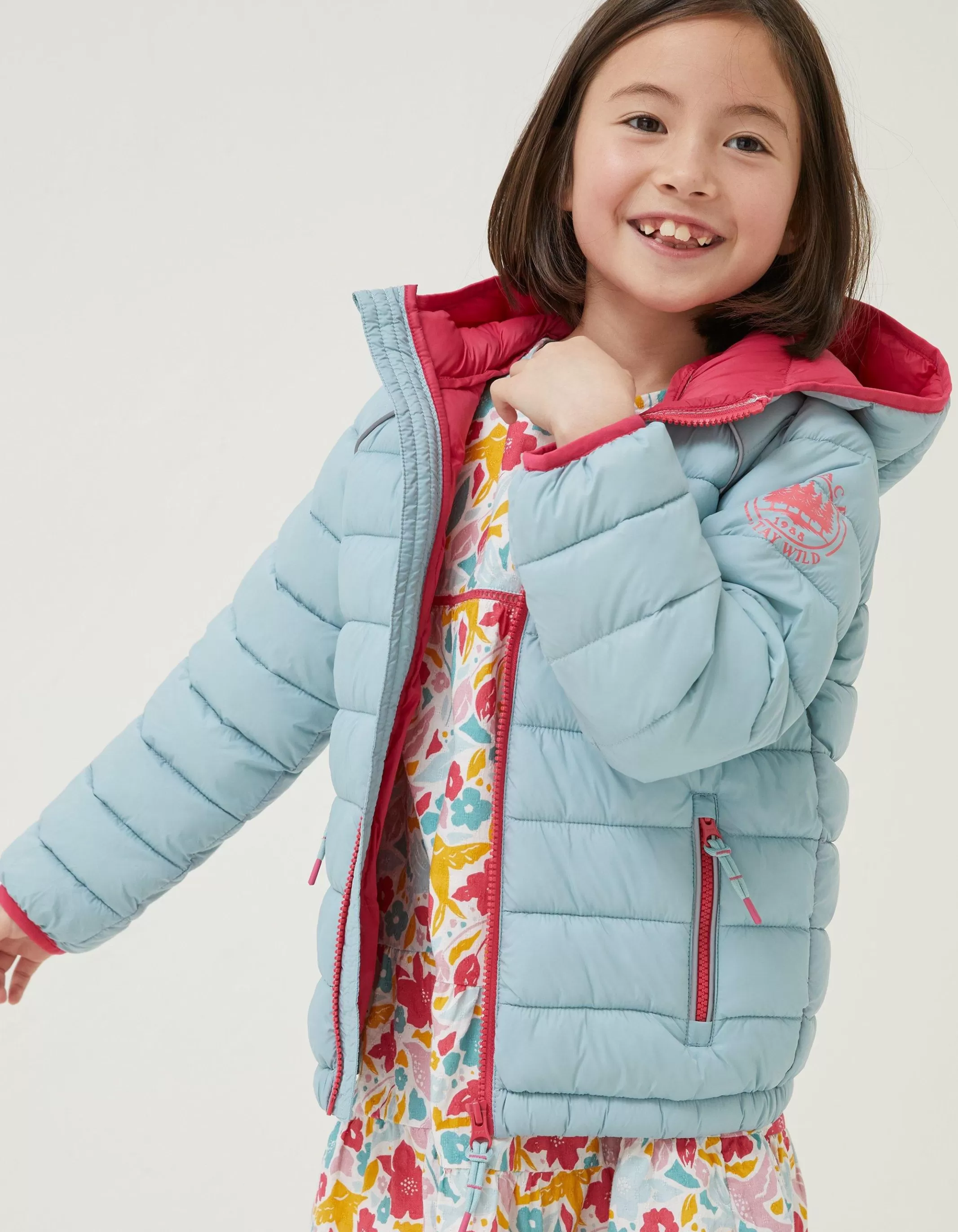 New FatFace Poppy Padded Jacket Light Sage