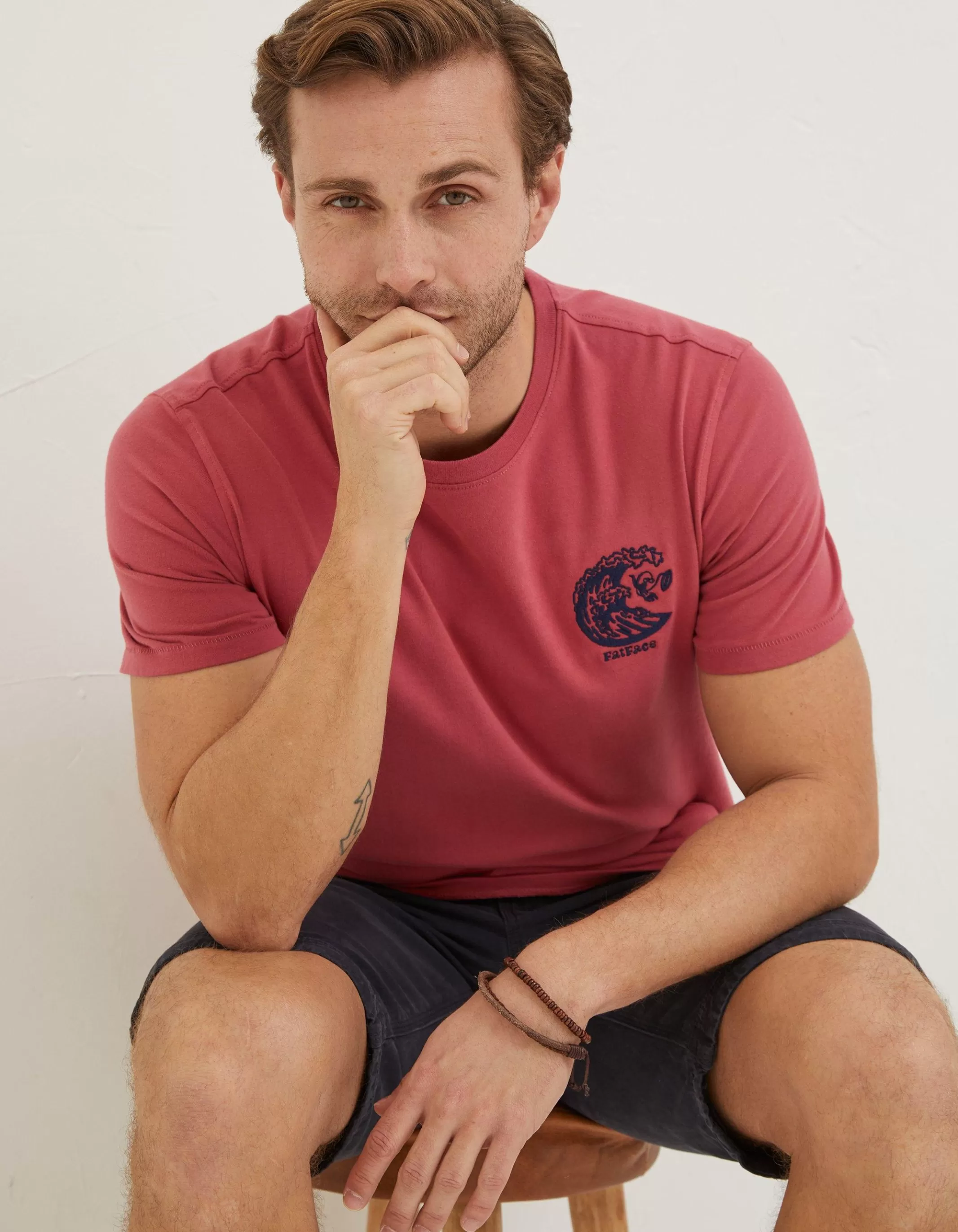 Shop FatFace Practice Makes Perfect T-Shirt Rose Pink