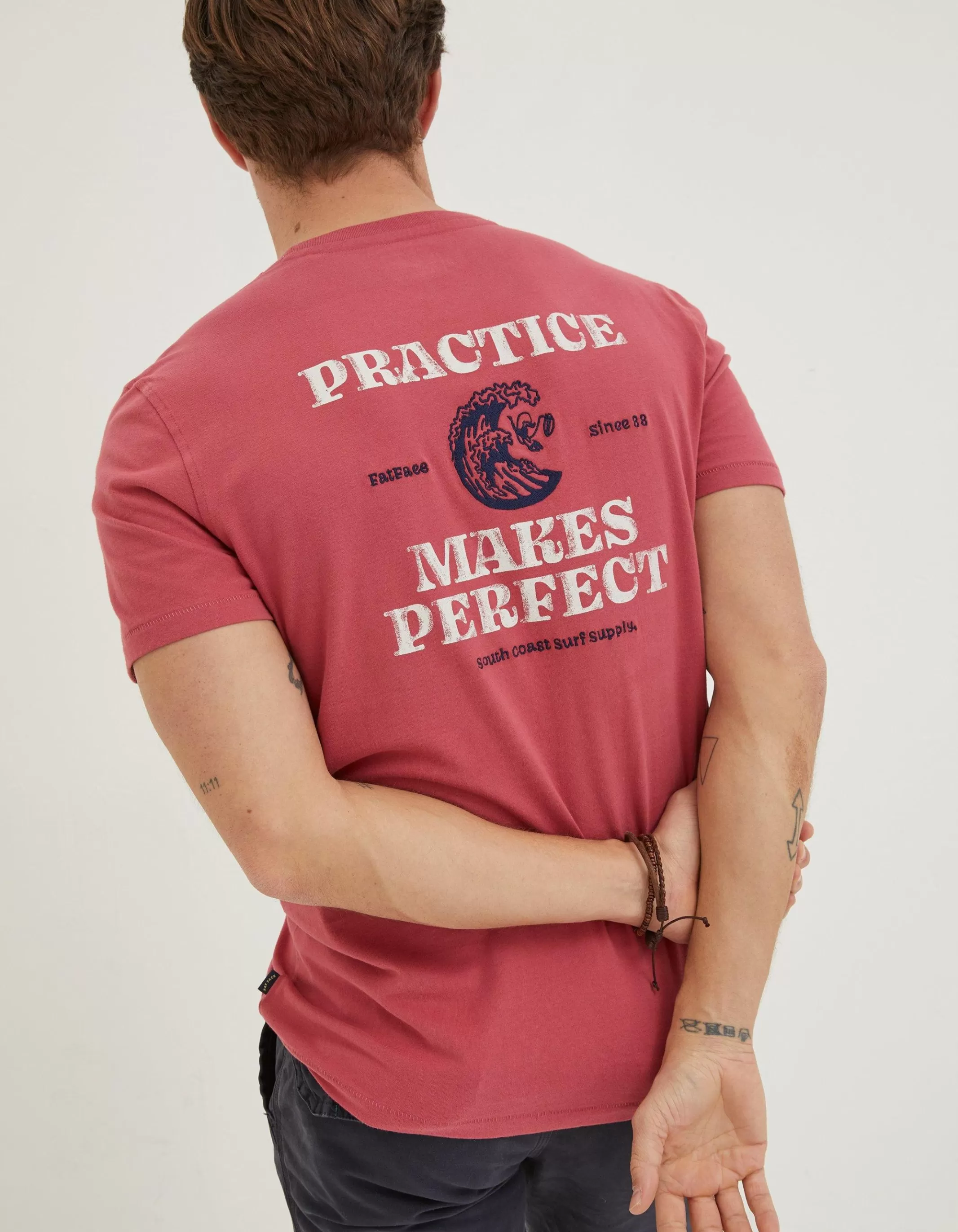 Shop FatFace Practice Makes Perfect T-Shirt Rose Pink