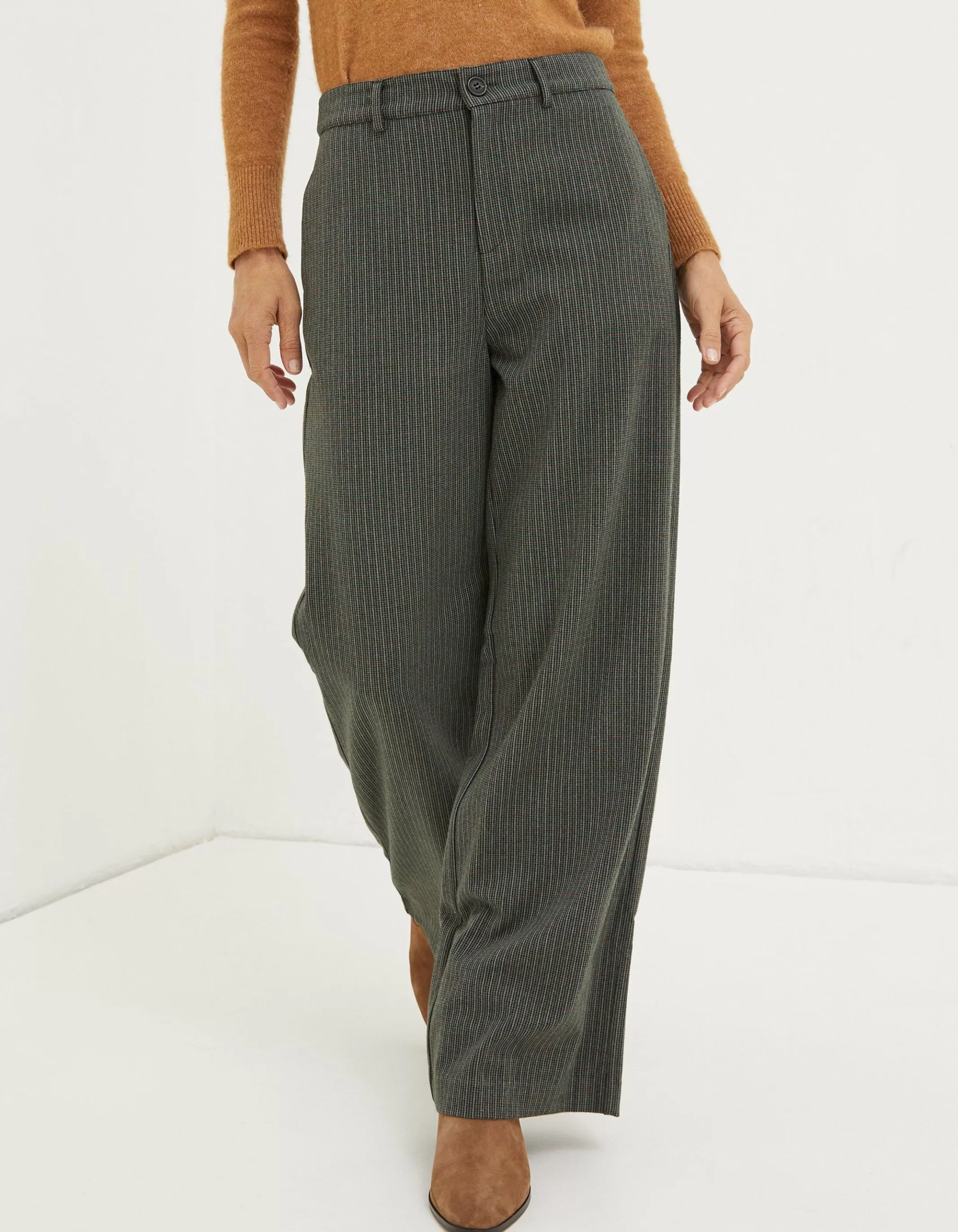 Discount FatFace Presley Mini Check Trouser Charcoal Grey