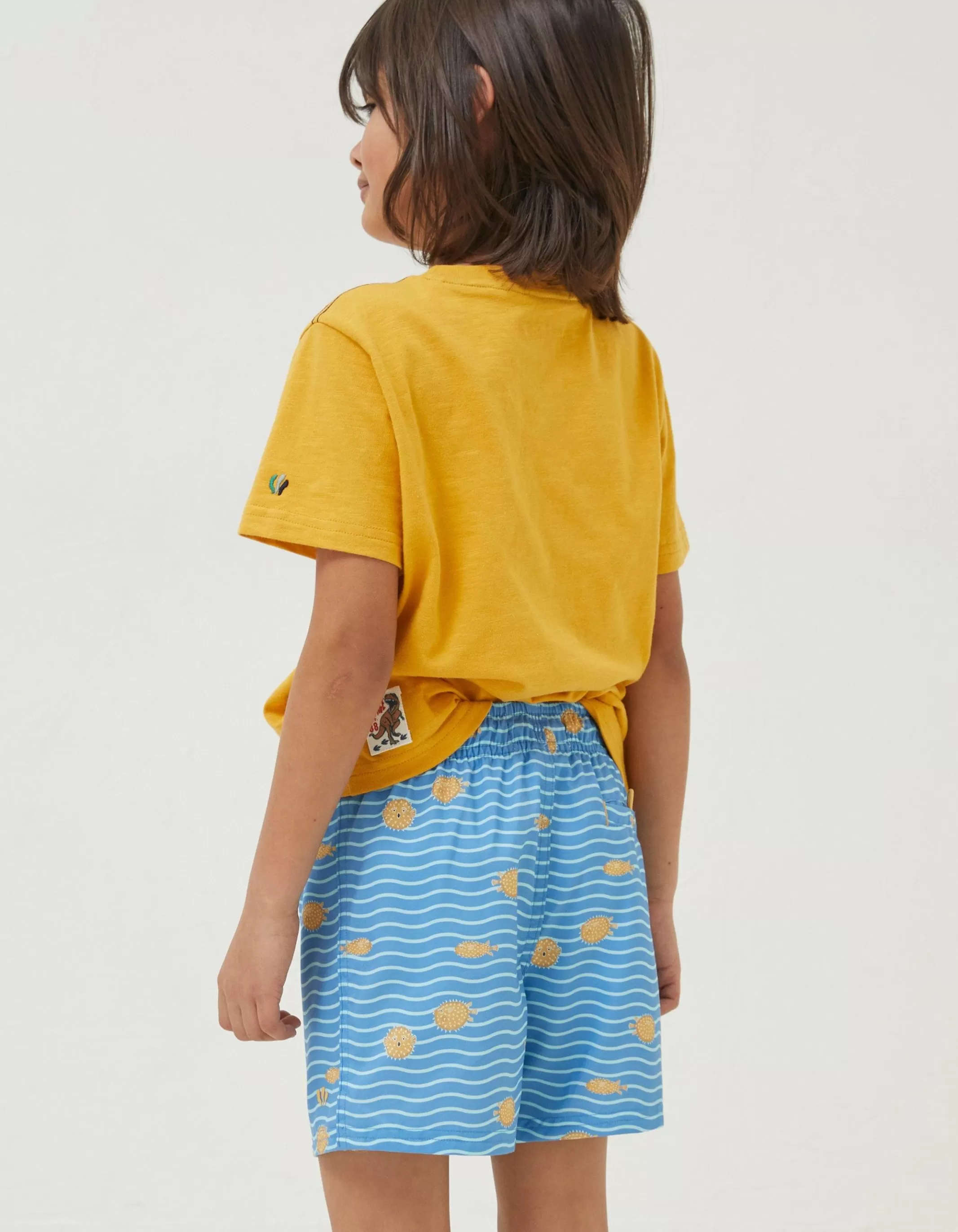 Hot FatFace Pufferfish Swim Shorts Light Blue