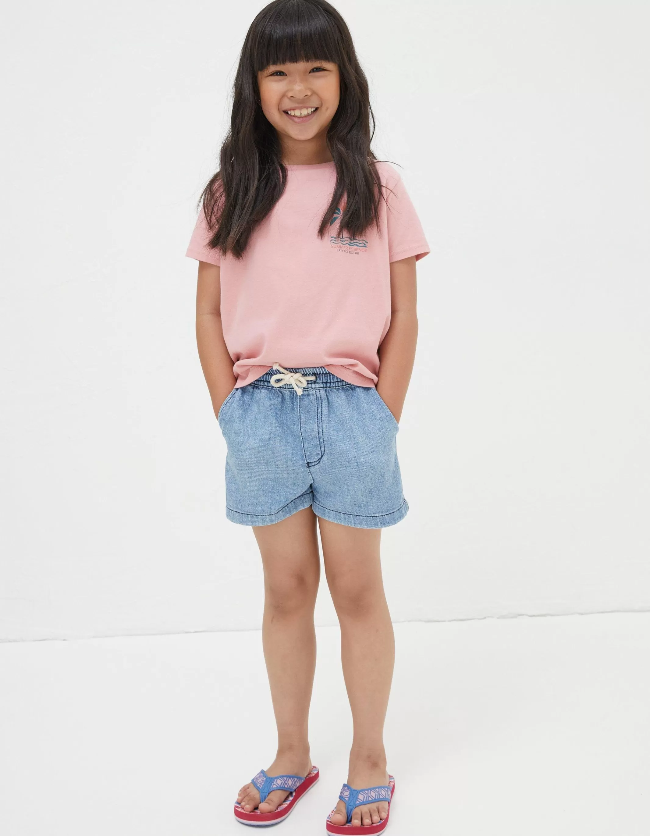 Best FatFace Pull On Denim Shorts Light Denim