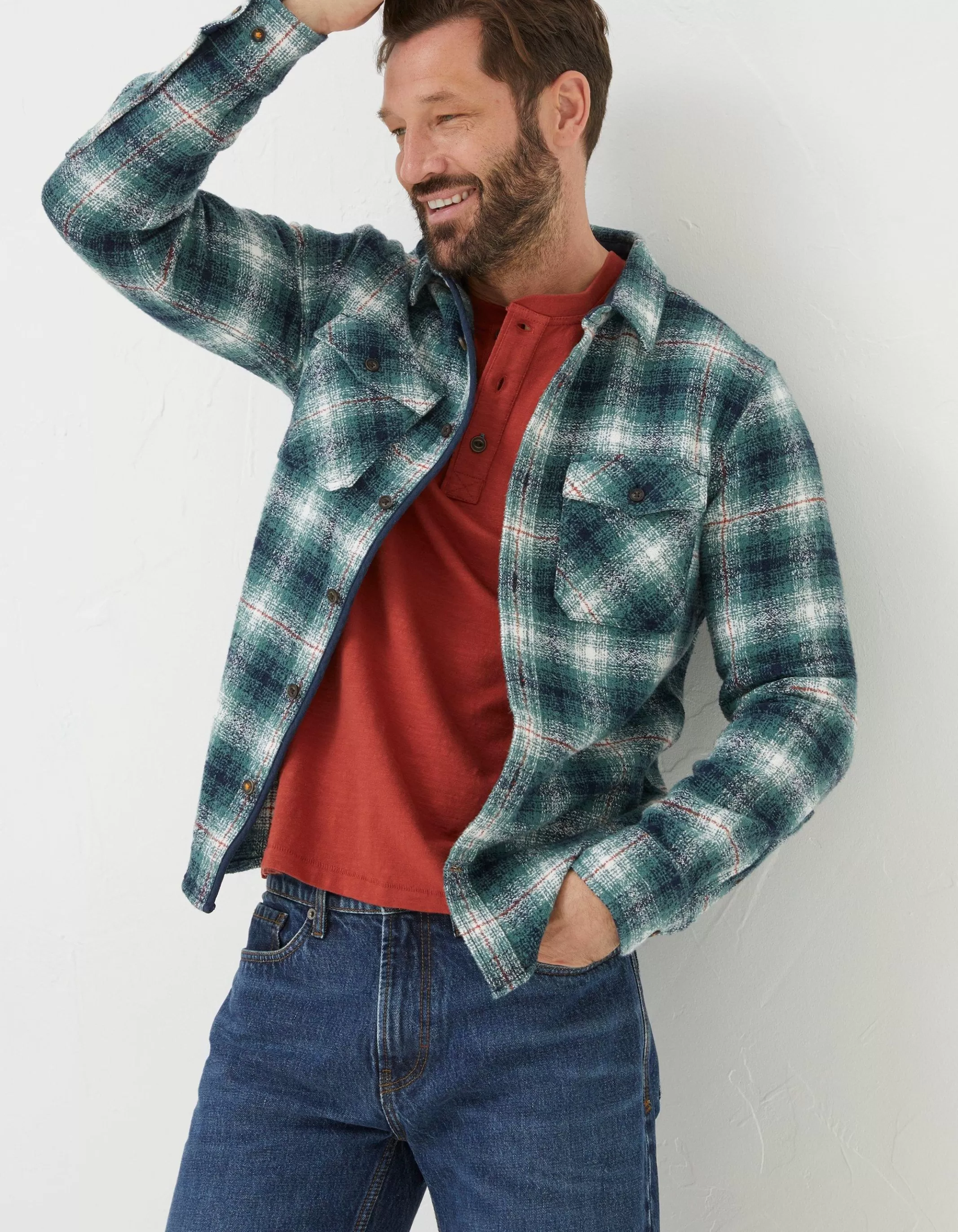 Shop FatFace Purley Ombre Check Shirt Green