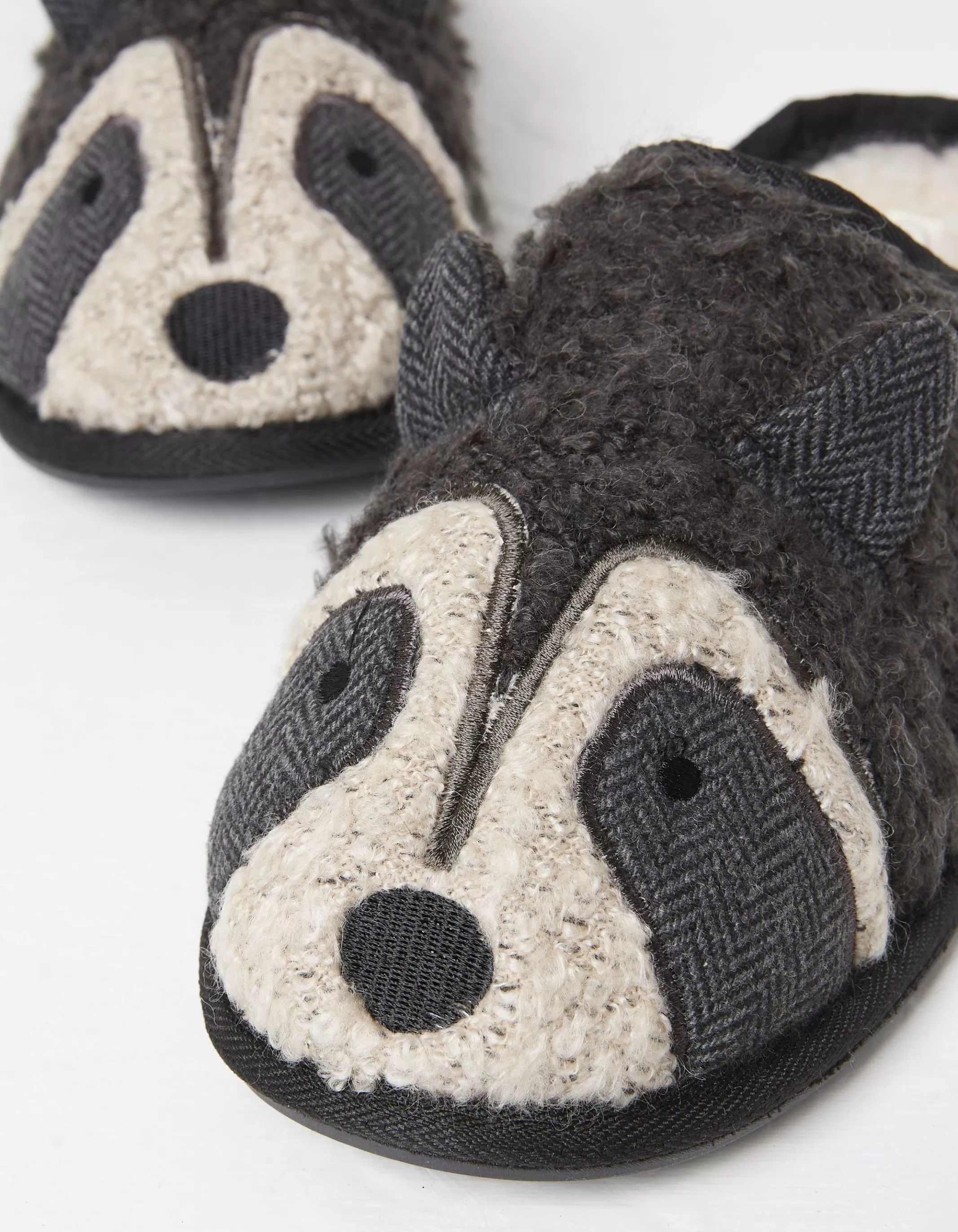 Hot FatFace Ralphie Racoon Slipper Black