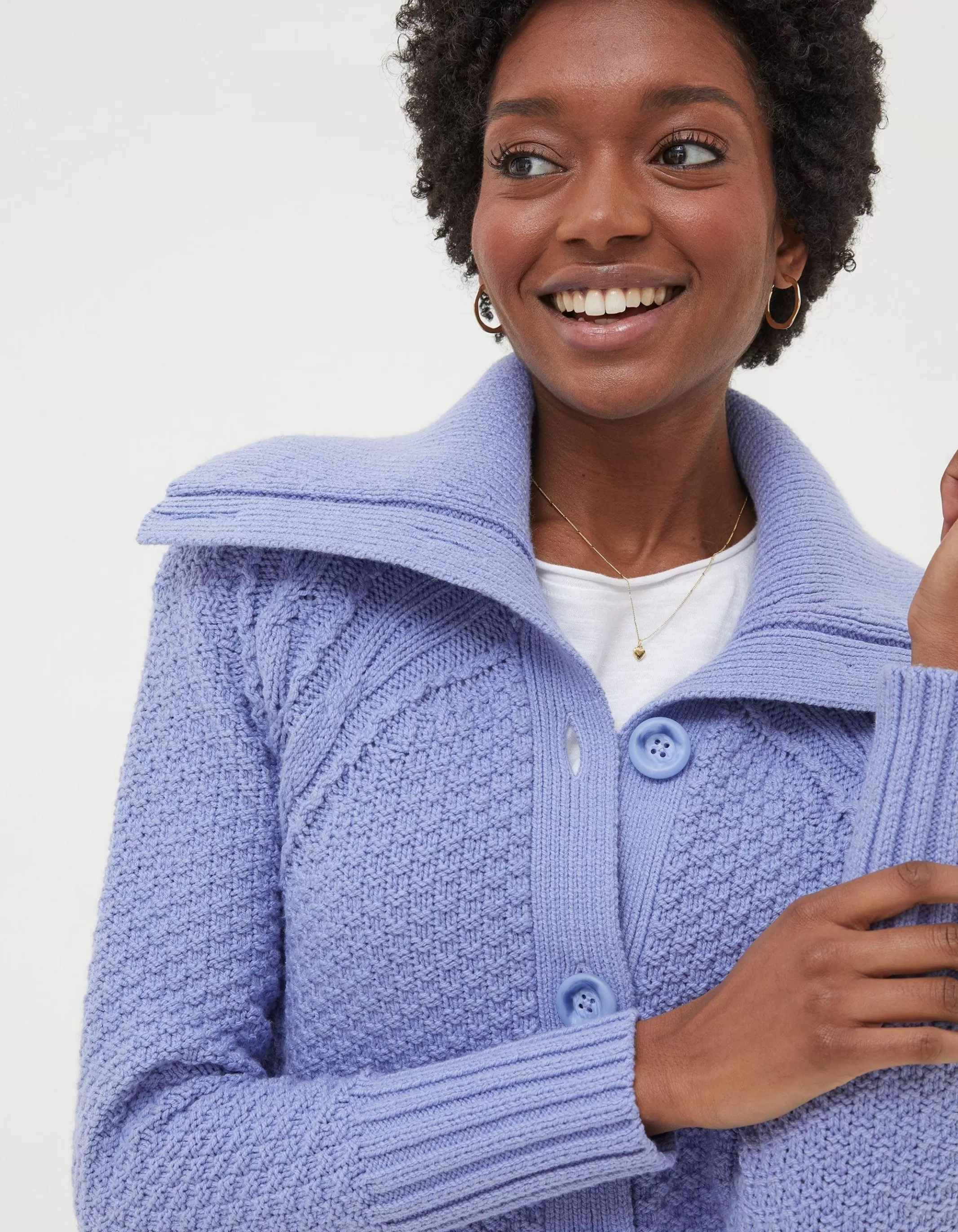 Shop FatFace Raya Collared Cardigan Washed Blue