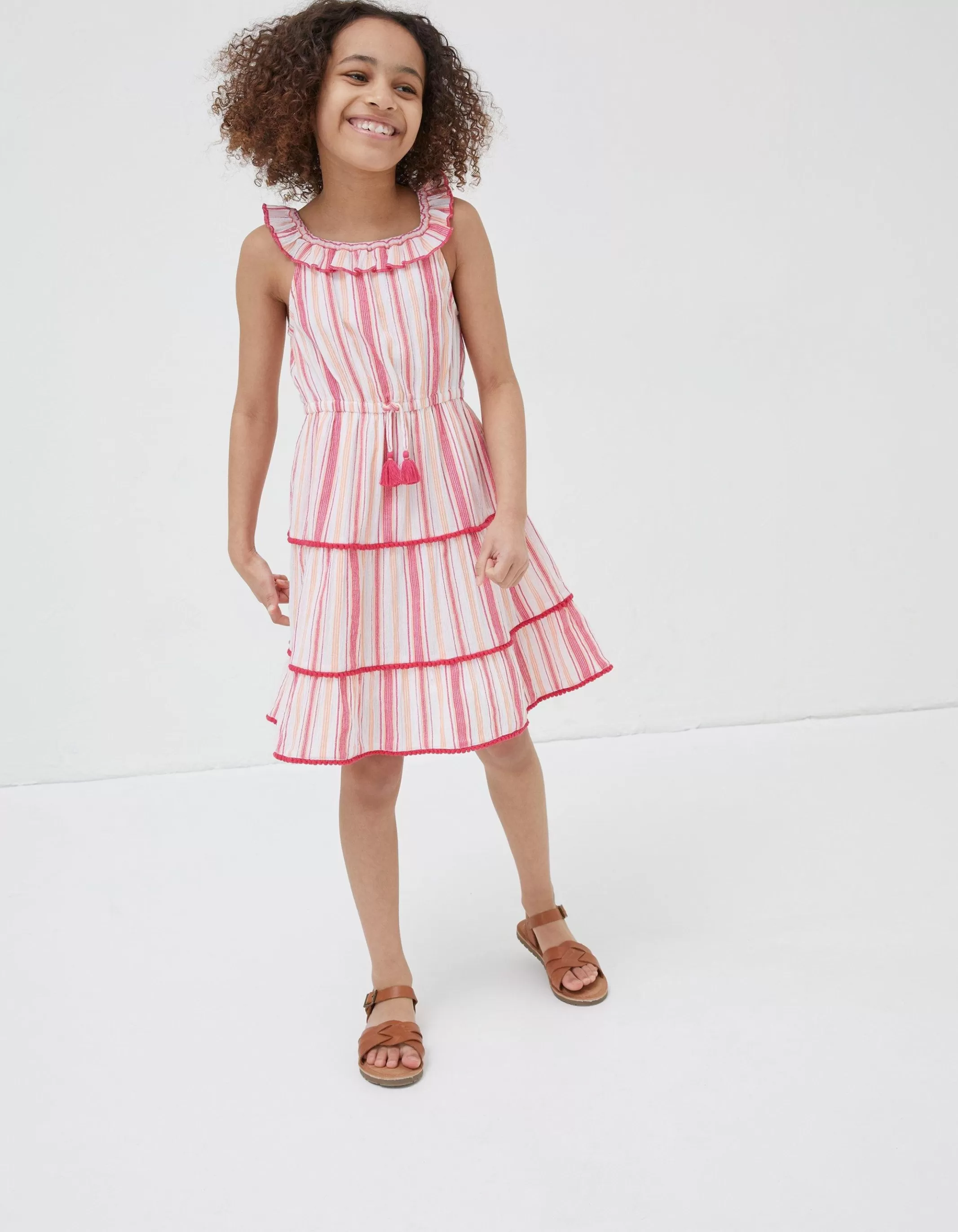 Online FatFace Raya Stripe Woven Dress Multi Colour