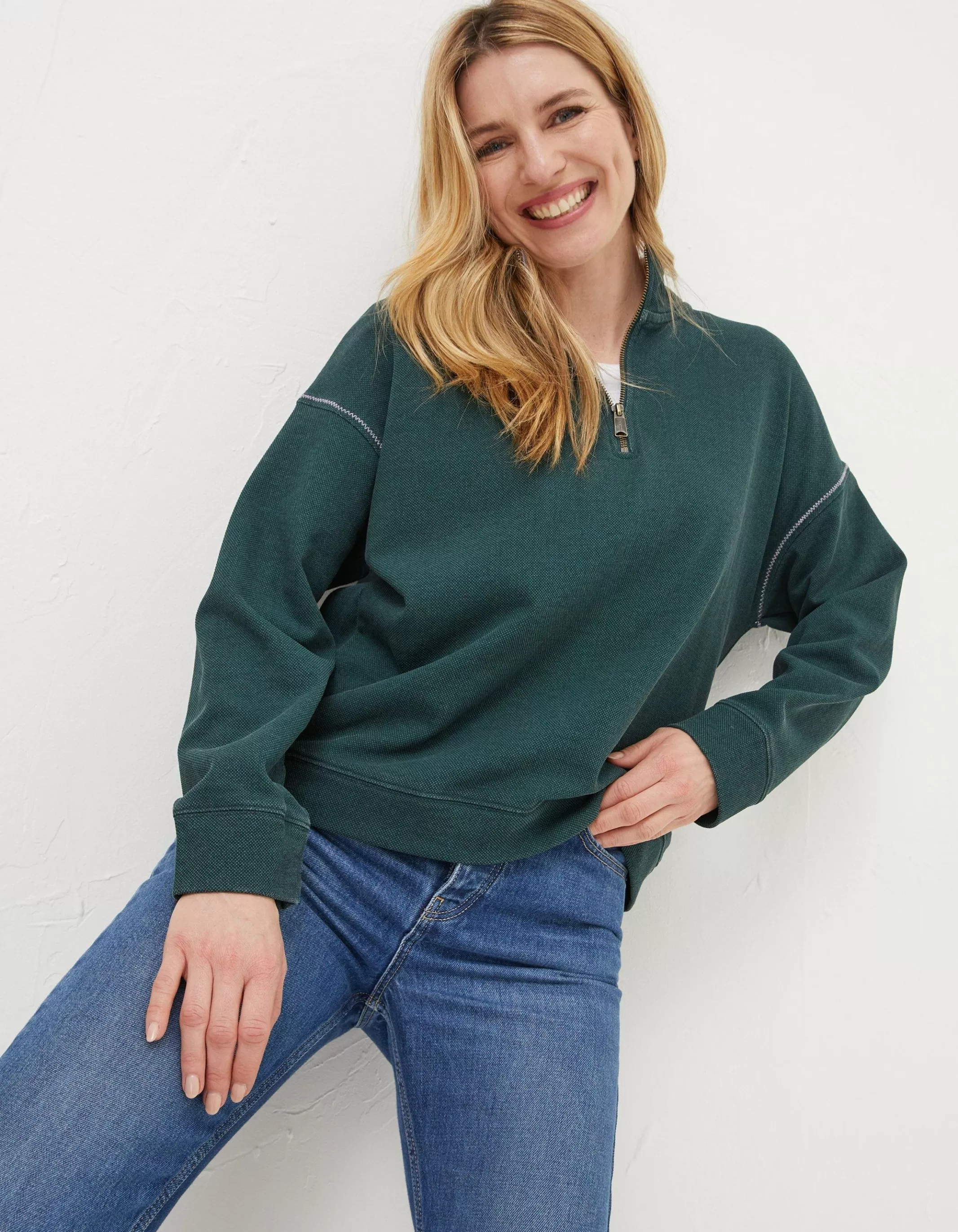 Store FatFace Relaxed Airlie Sweatshirt Teal Green