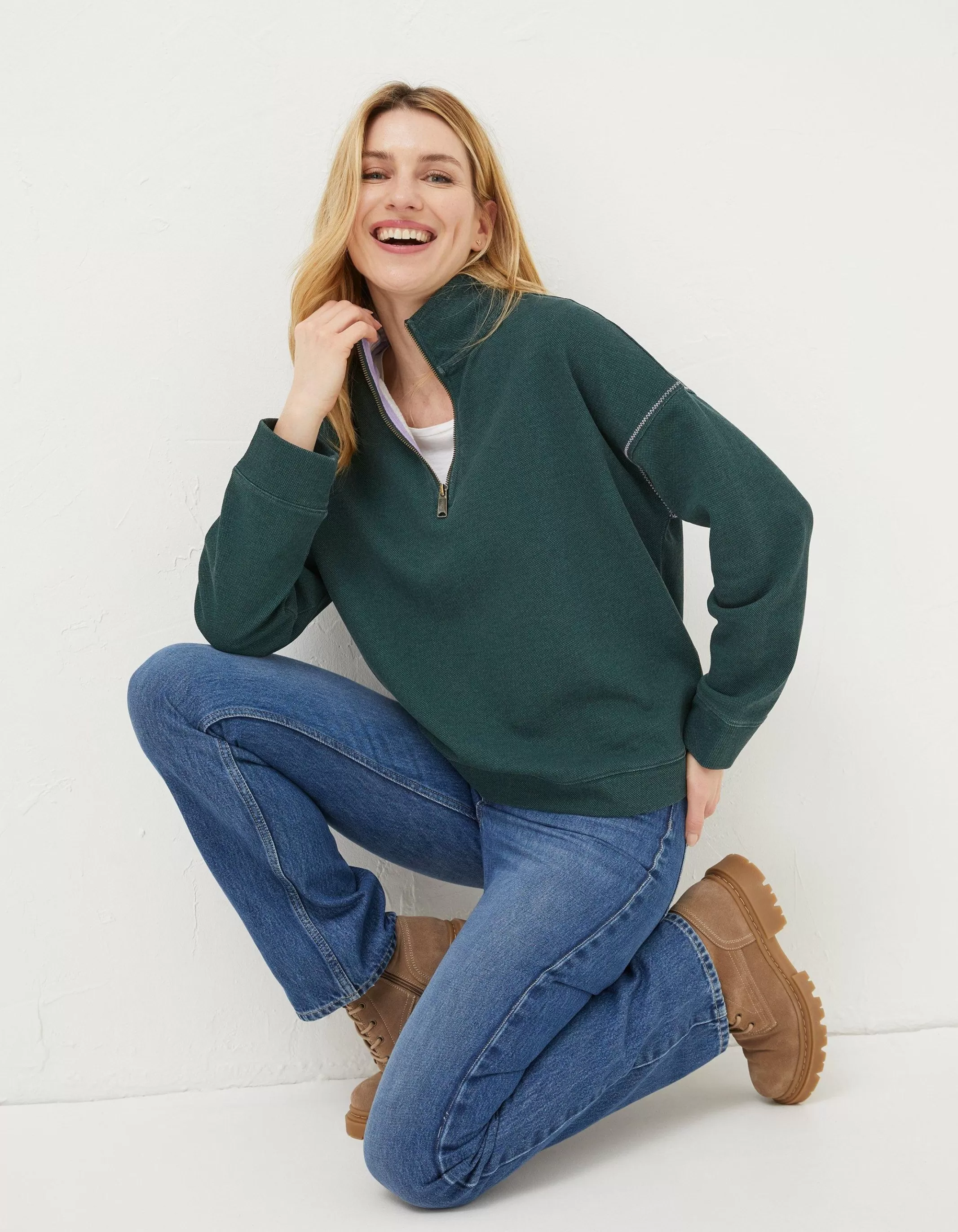 Store FatFace Relaxed Airlie Sweatshirt Teal Green
