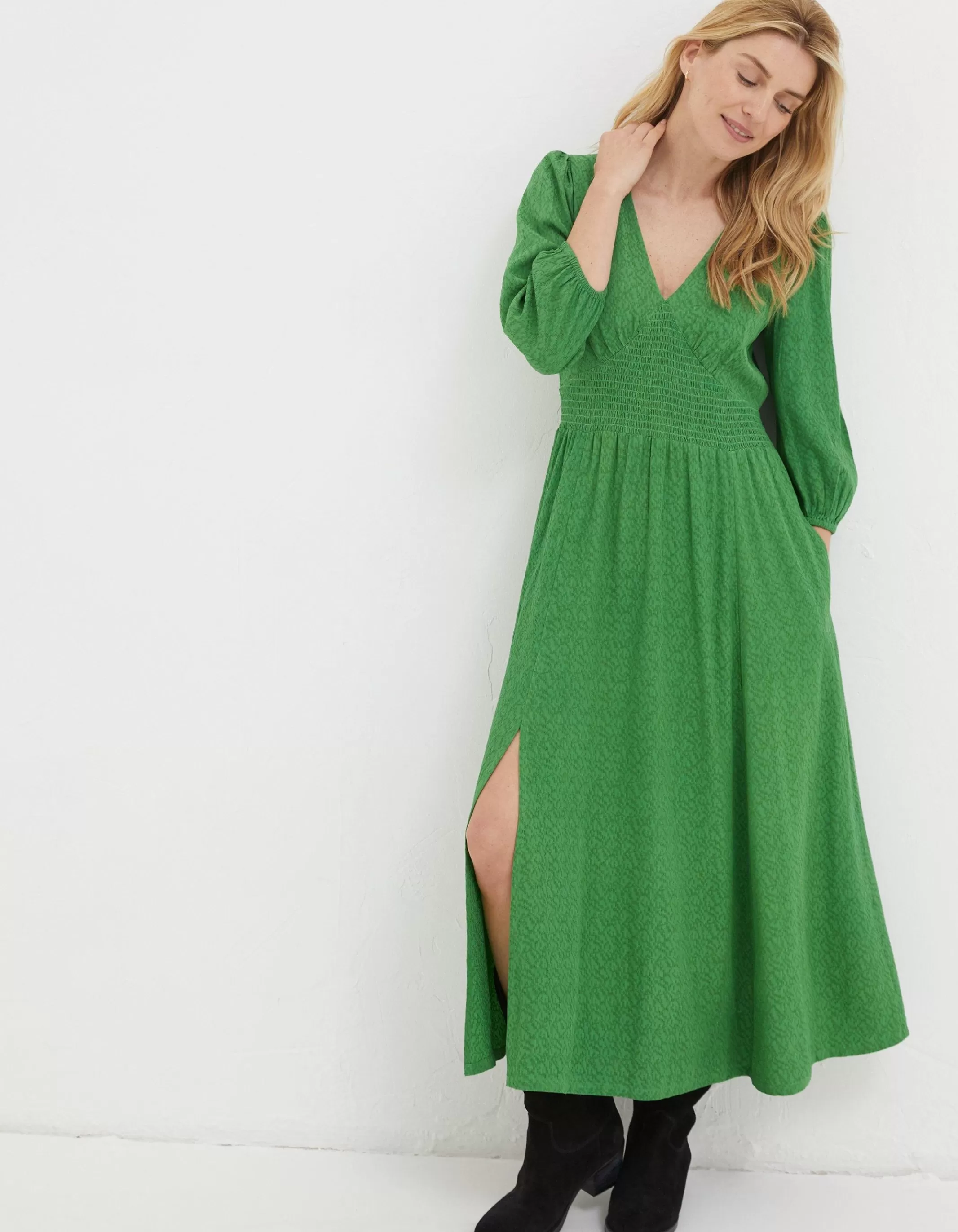 Cheap FatFace Rene Midi Dress Bright Green