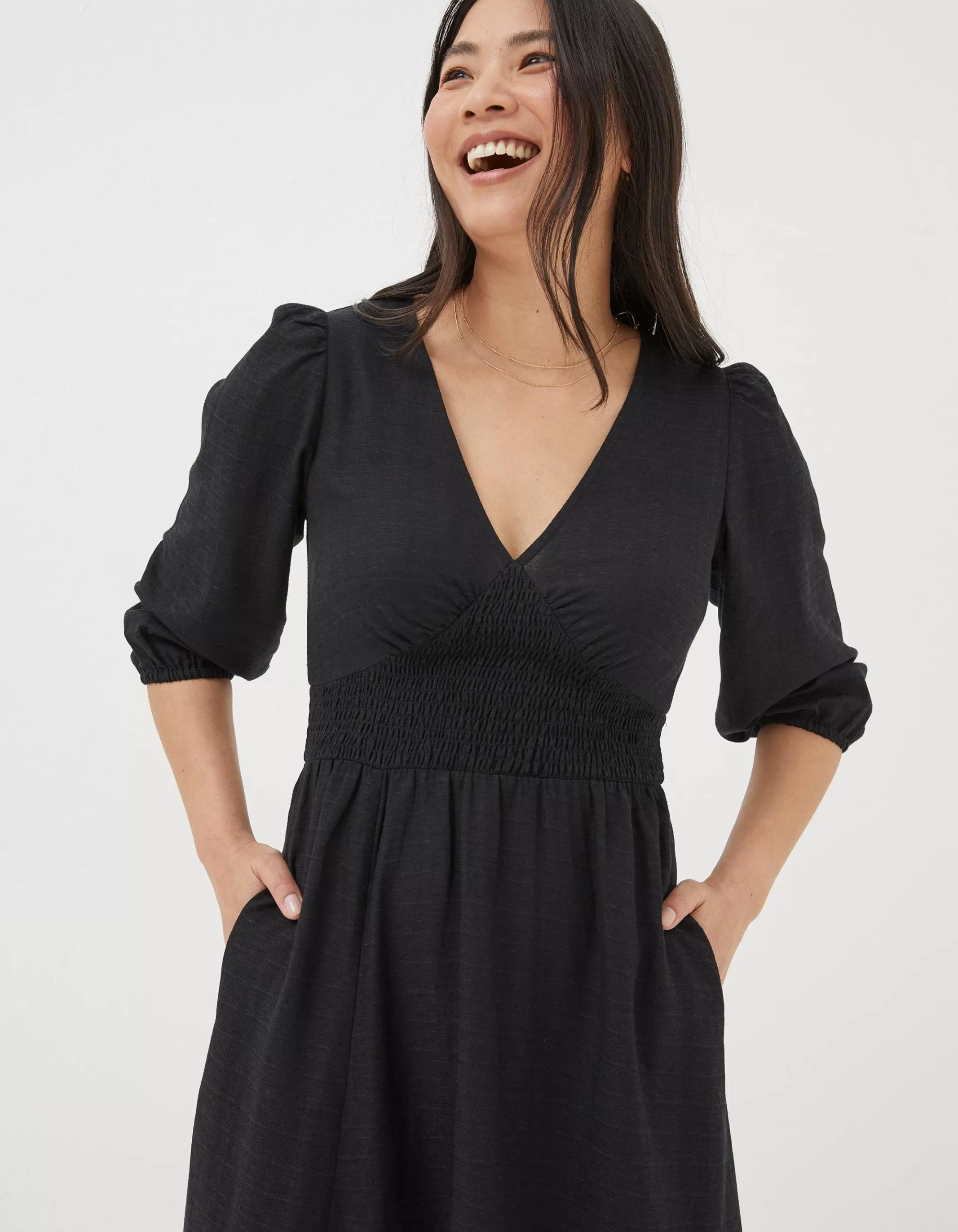 Shop FatFace Rene Midi Dress Black