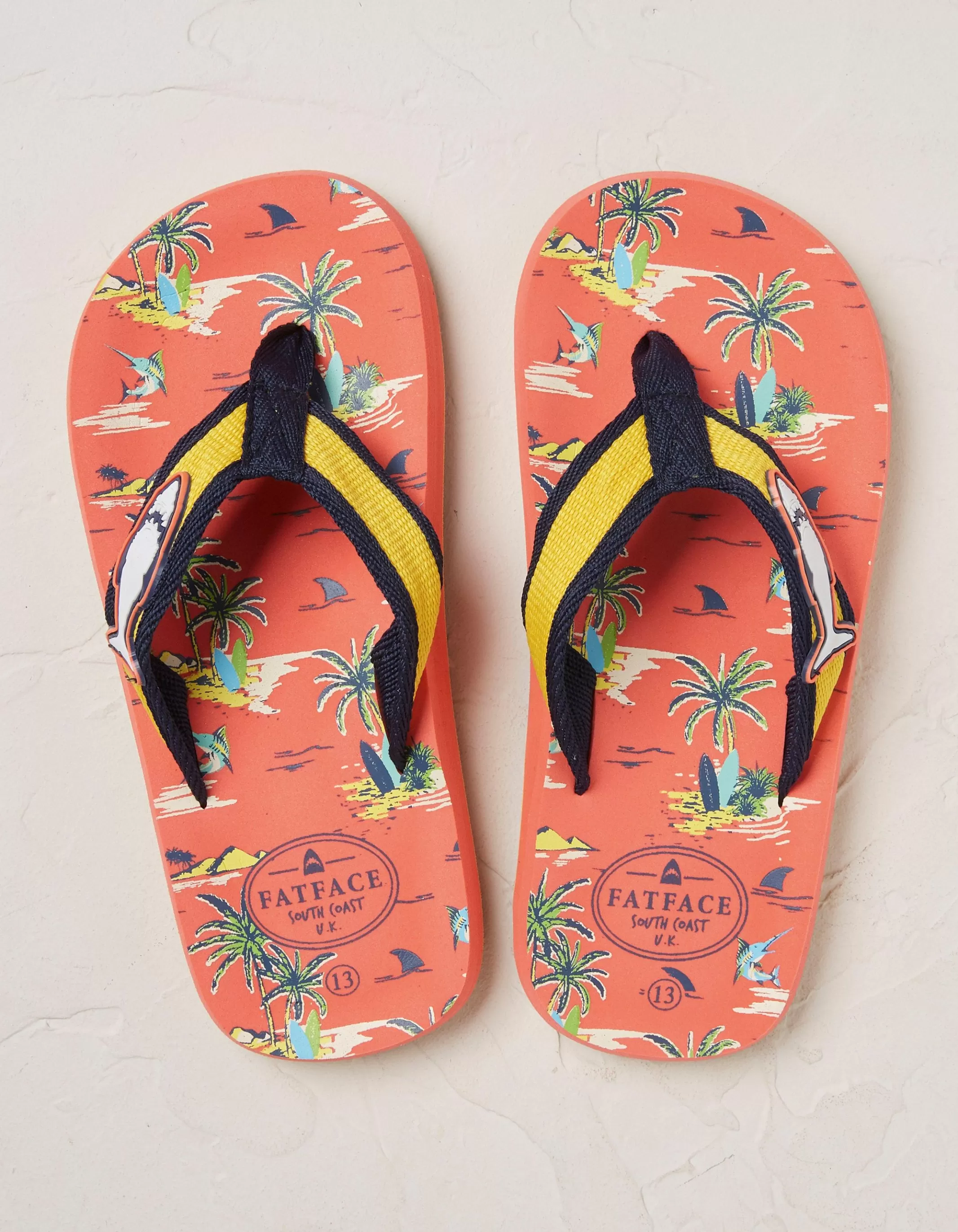 Best Sale FatFace Resort Print Flip Flops Orange