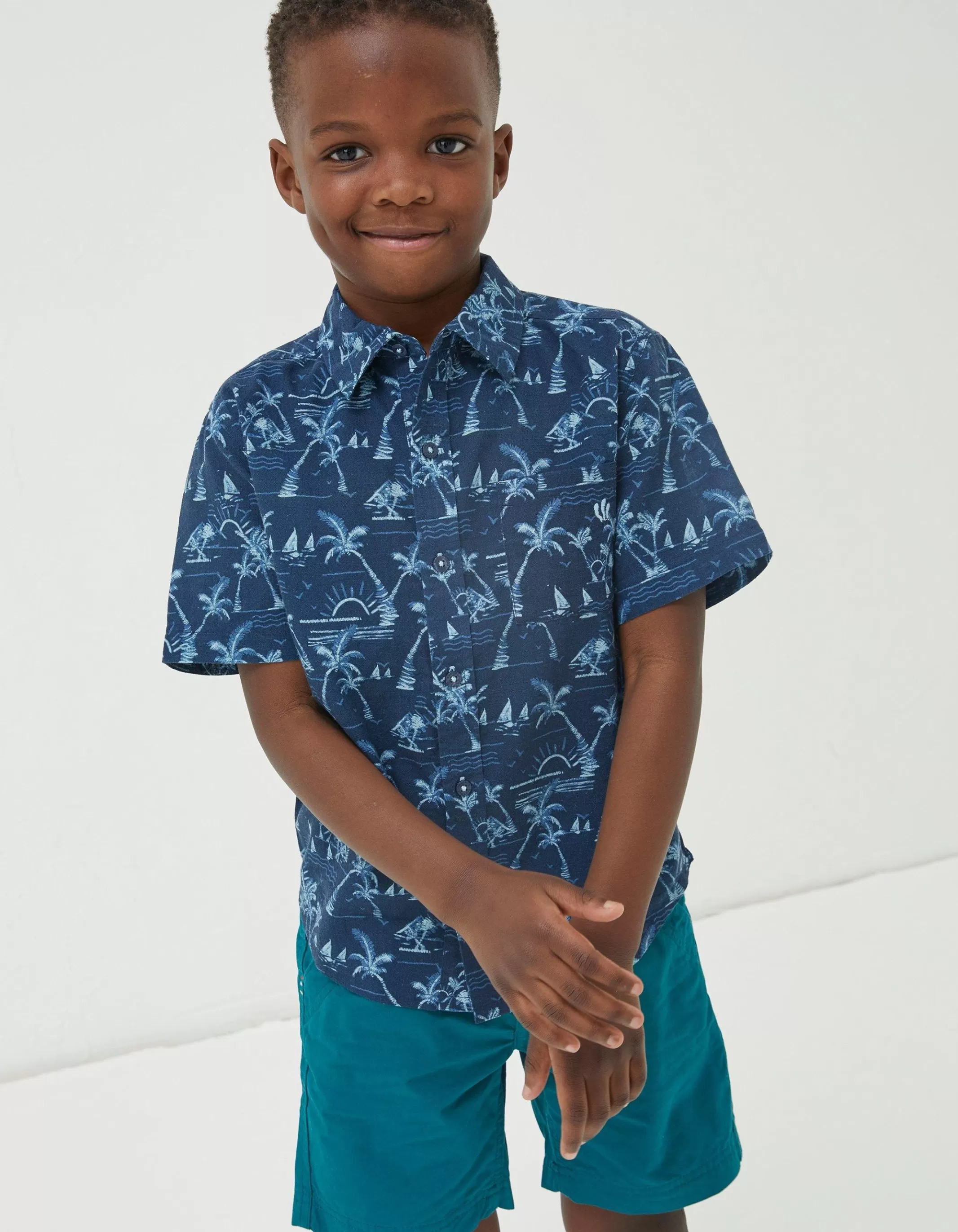 Flash Sale FatFace Resort Printed Shirt Navy