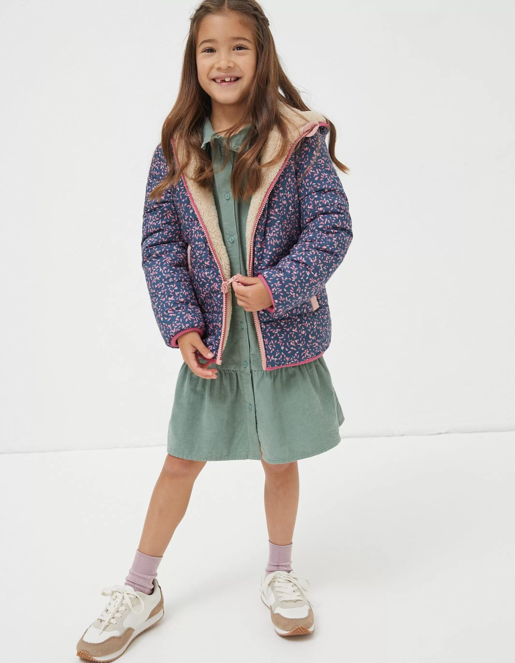 Flash Sale FatFace Reversible Floral Print Jacket Natural