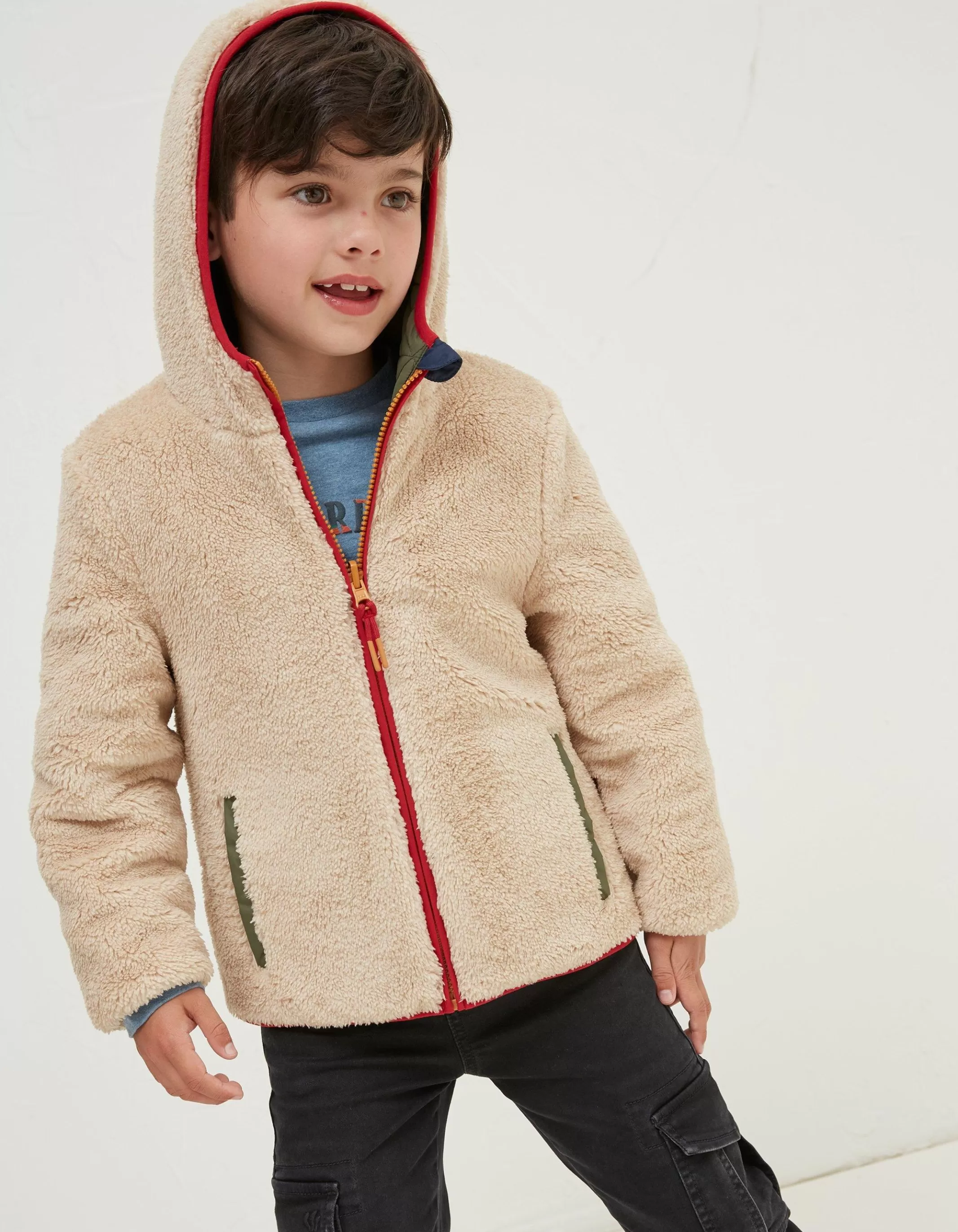 Cheap FatFace Reversible Quilted Jacket Khaki Green