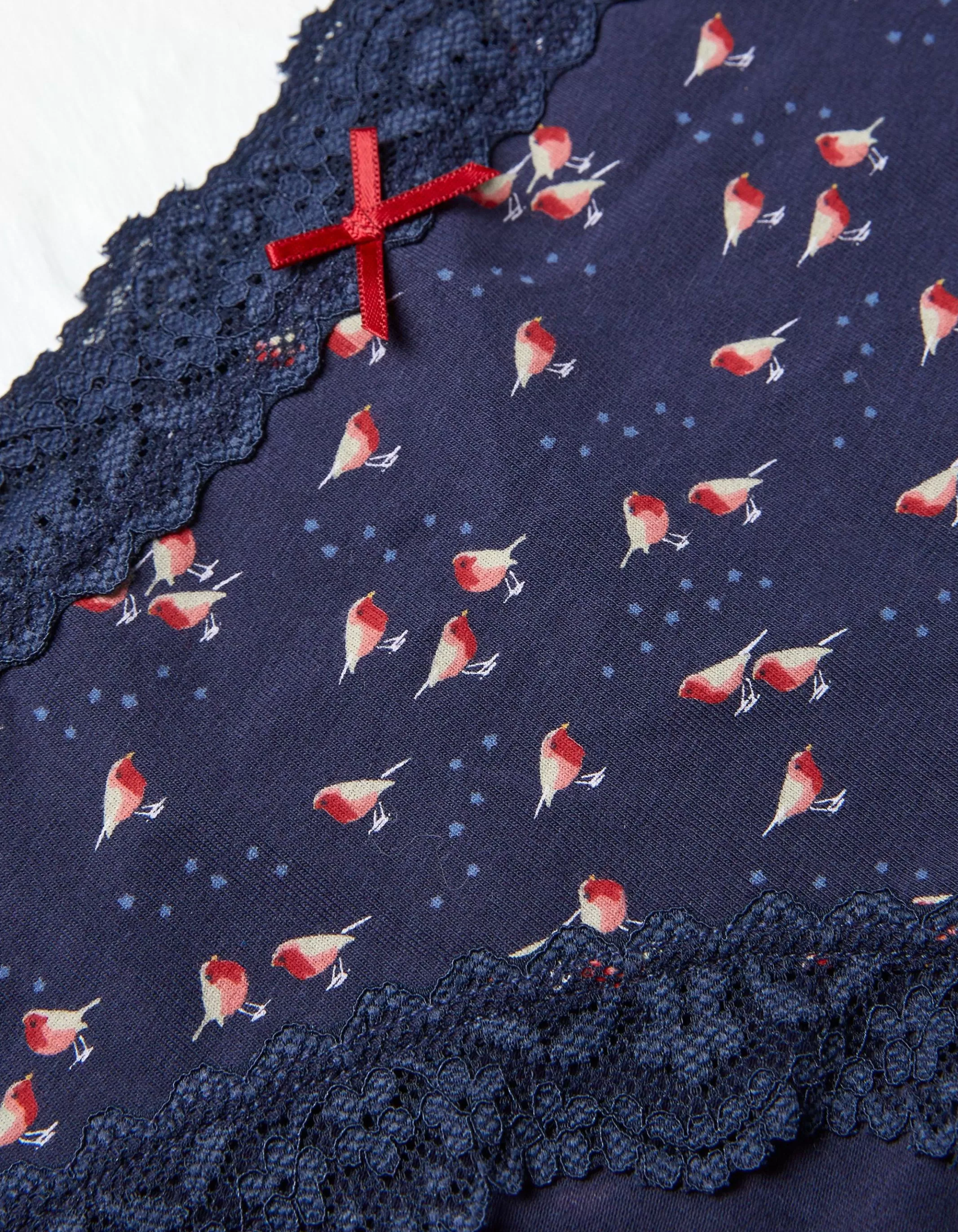 Online FatFace Robin Print Short Knickers Navy