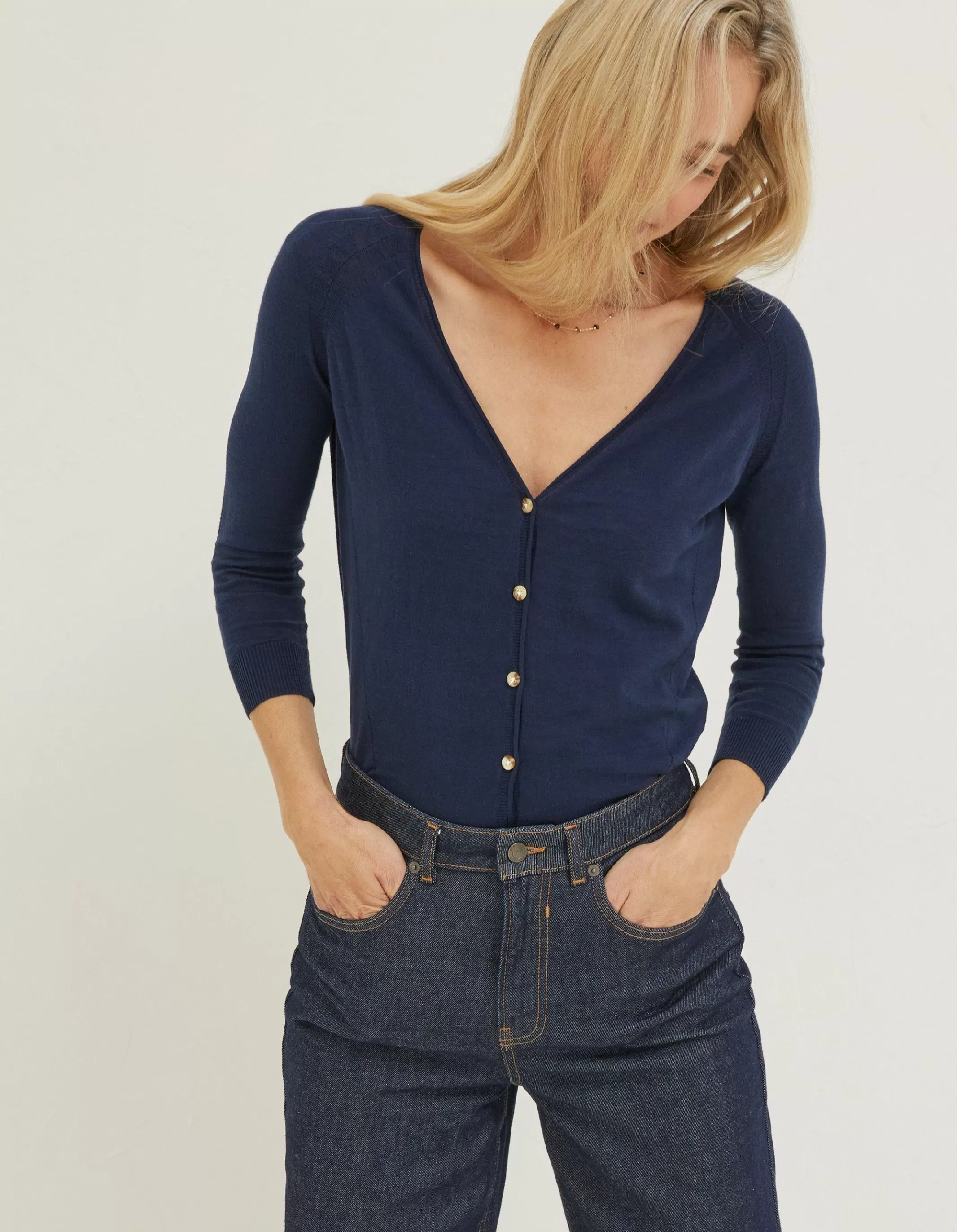 New FatFace Rose Cardigan Navy