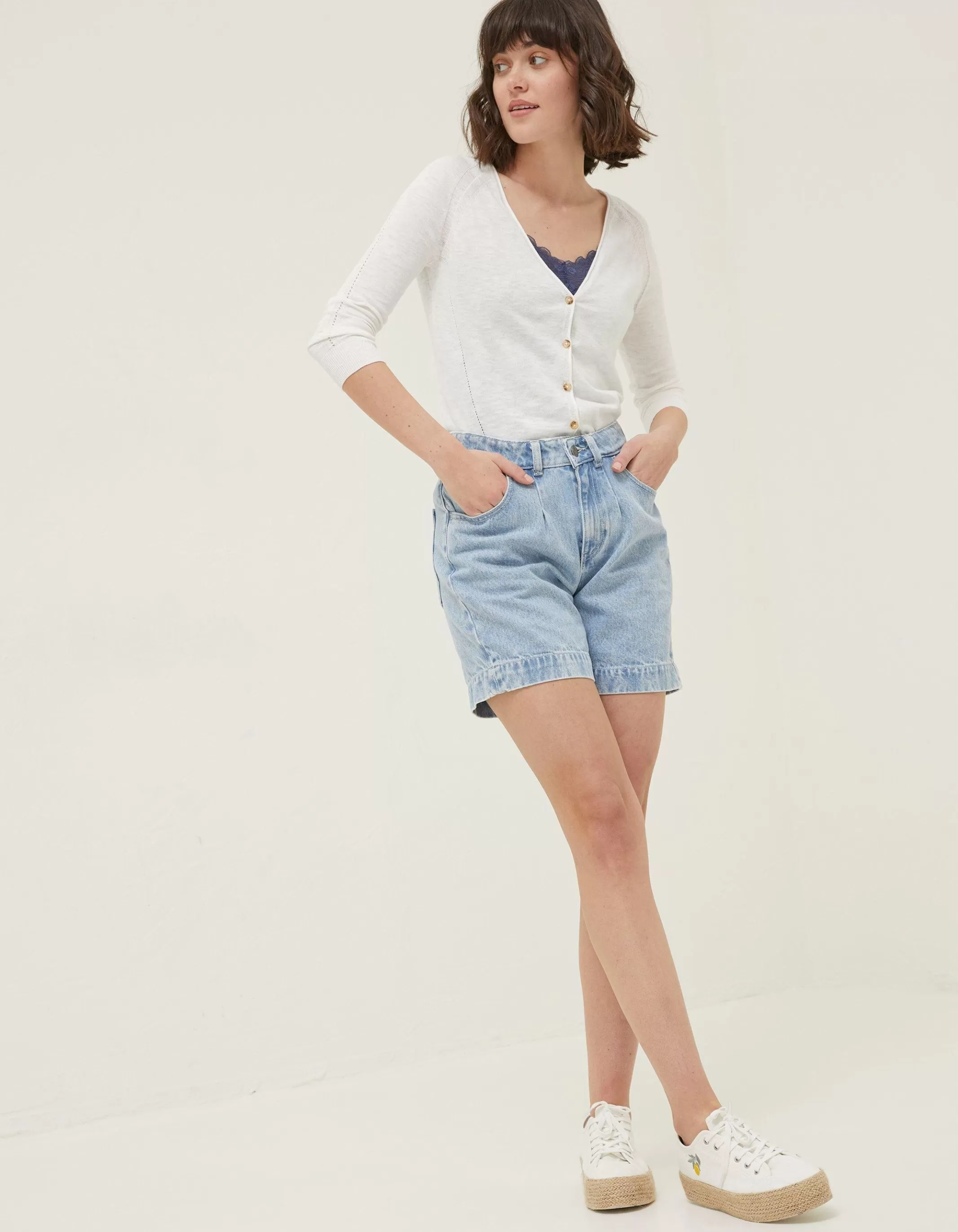 Sale FatFace Rose Cardigan White