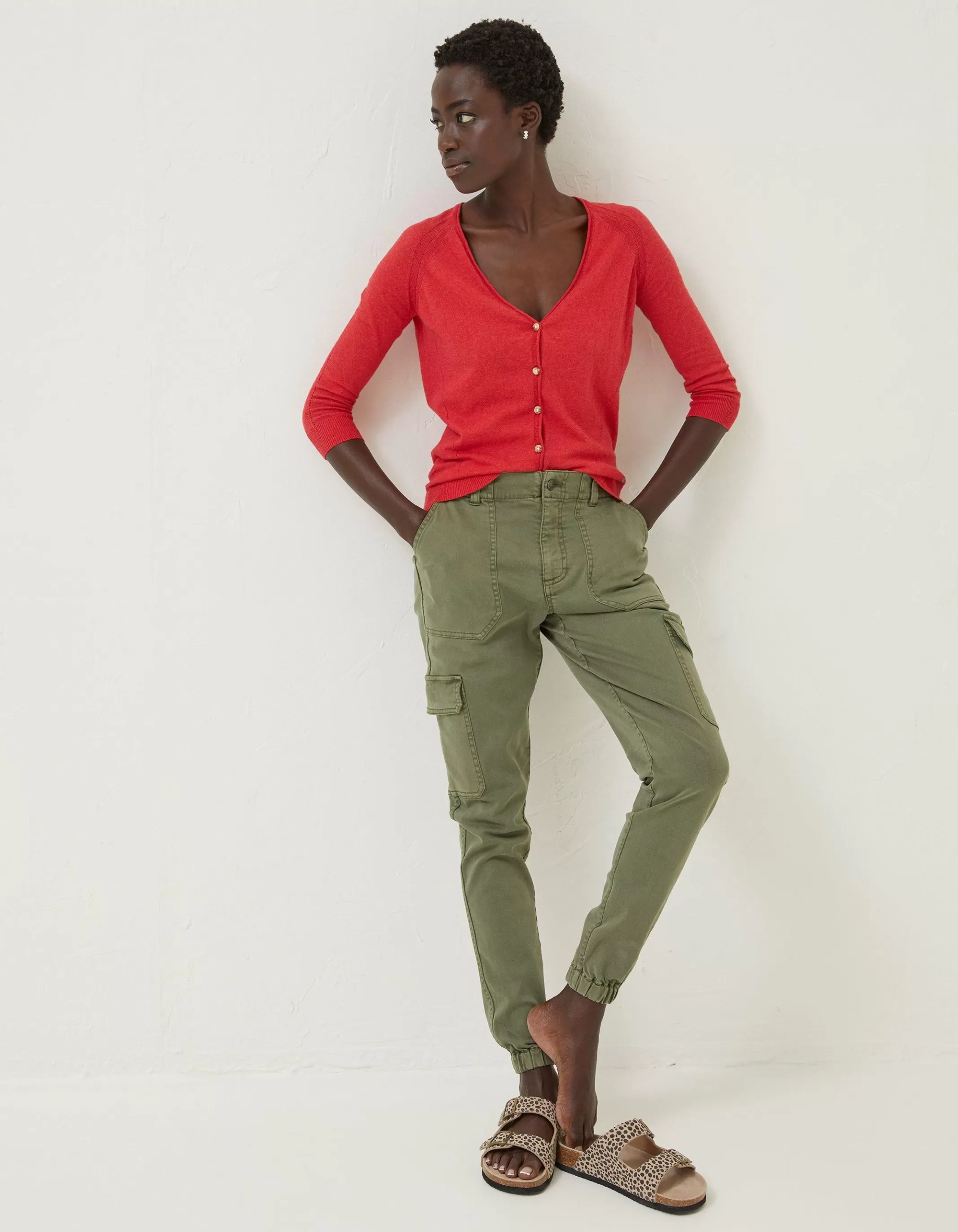Fashion FatFace Rose Cardigan Bright Red