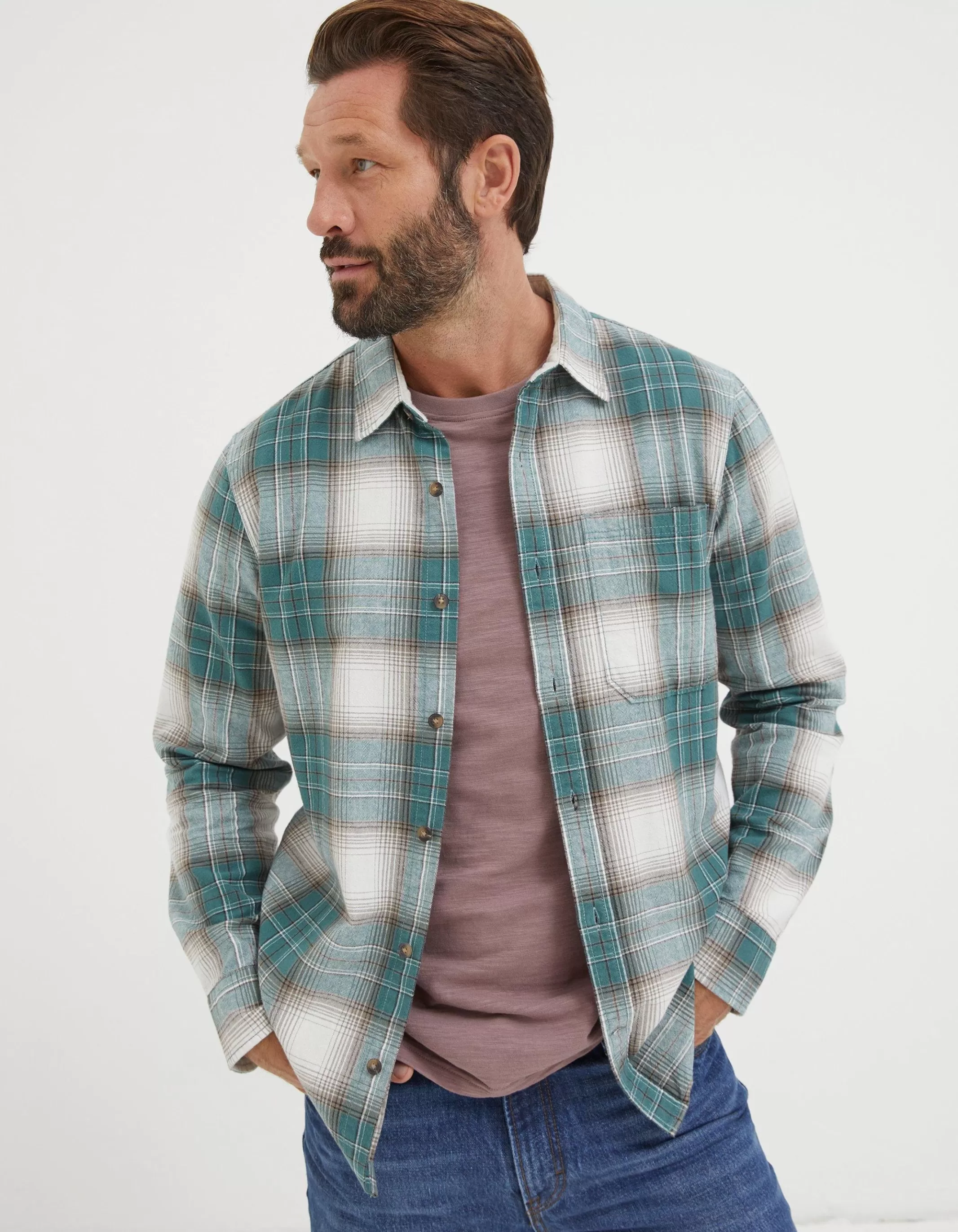 Hot FatFace Ryde Check Shirt Green