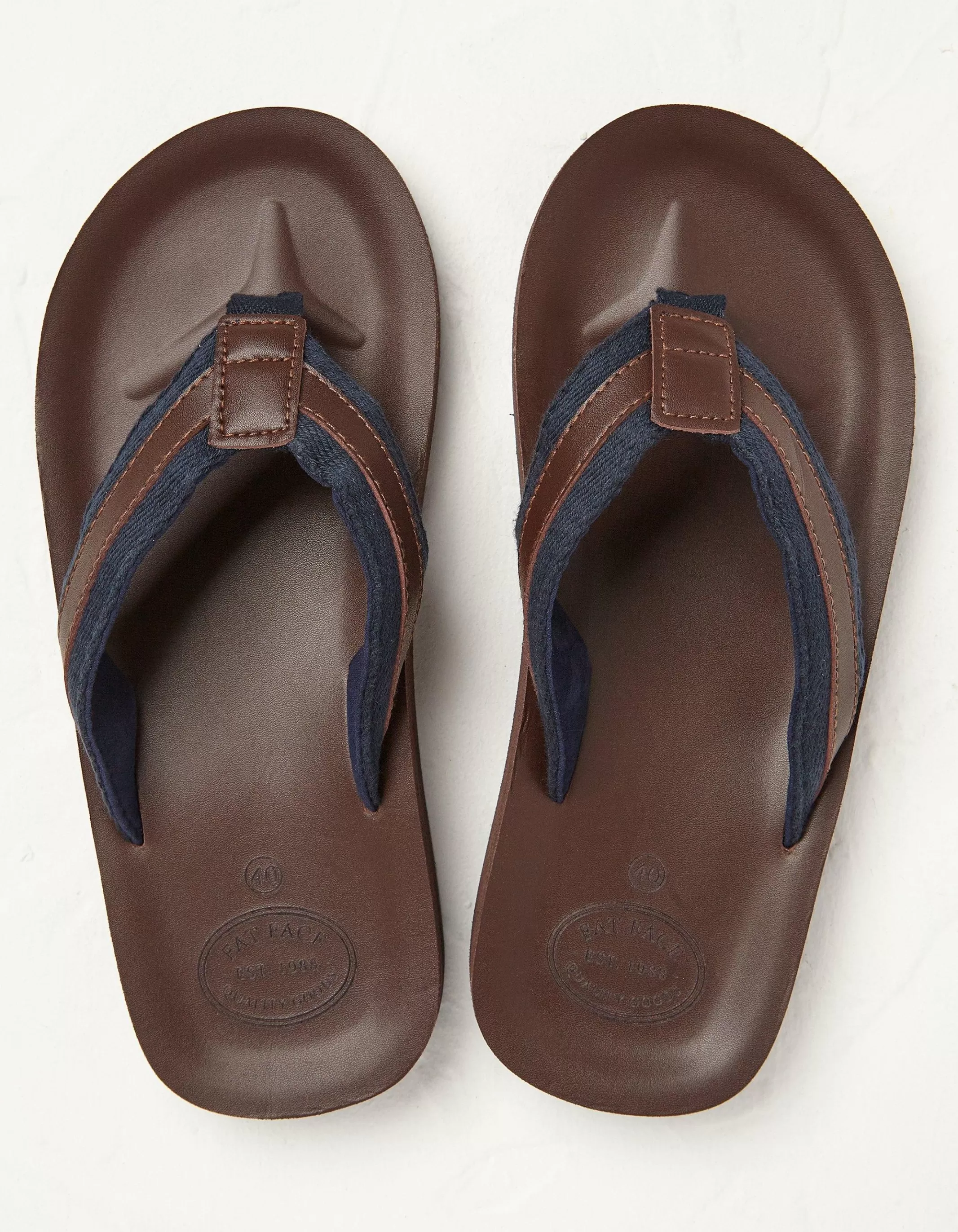 Store FatFace Ryde Leather Flip Flops Chocolate