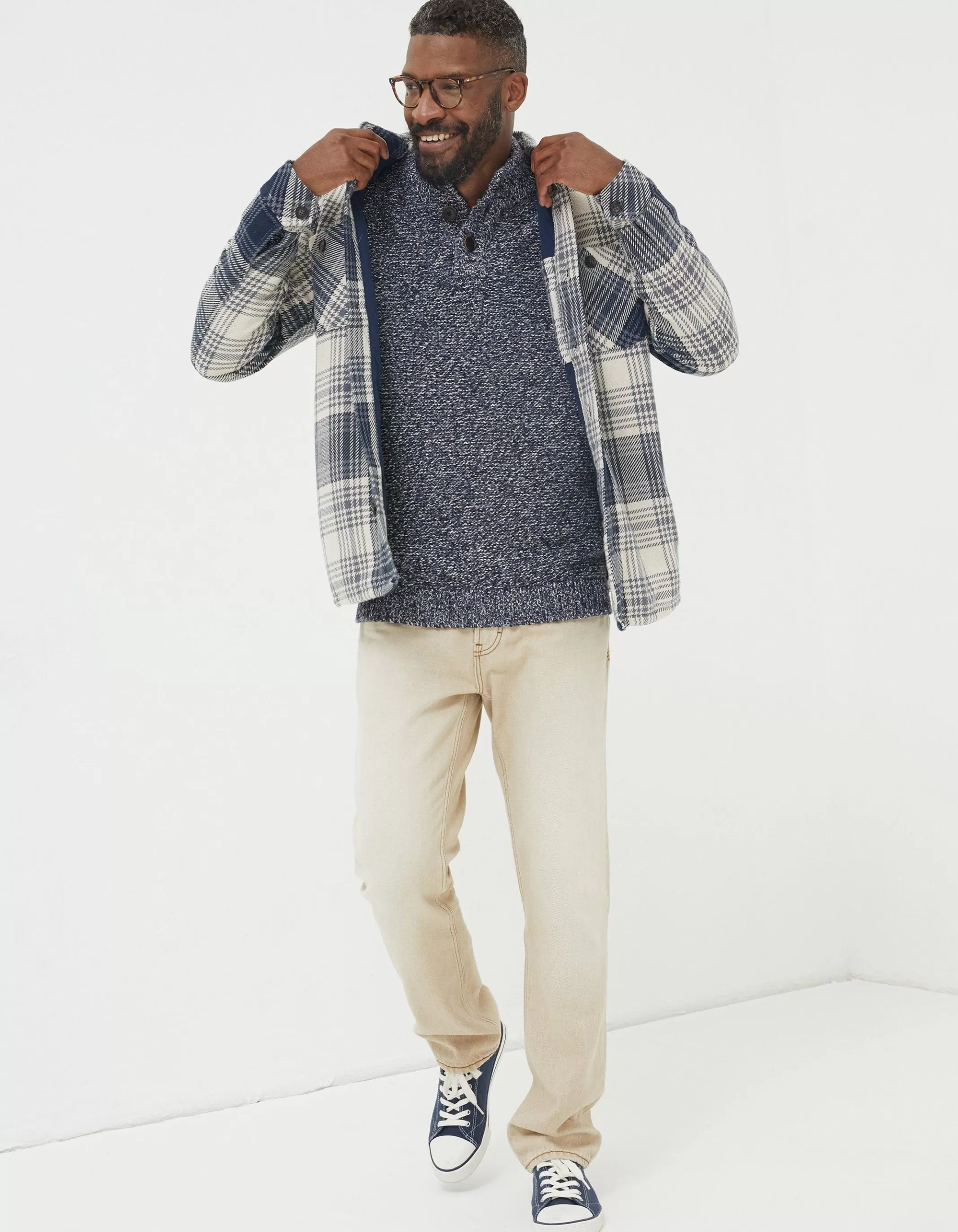 Cheap FatFace Ryton Ombre Overshirt Blue