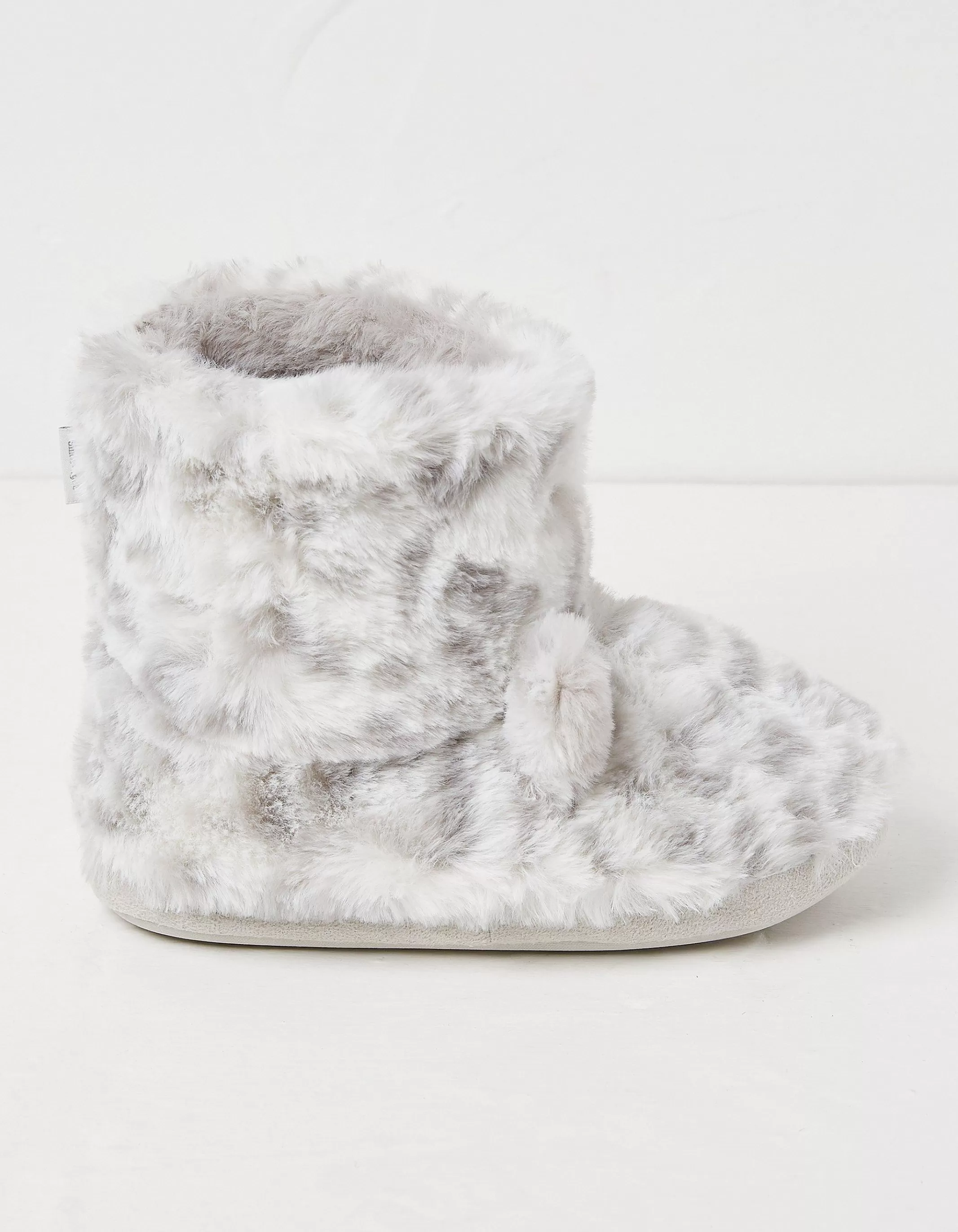 Outlet FatFace Sadie Snow Leopard Slipper Boot Grey