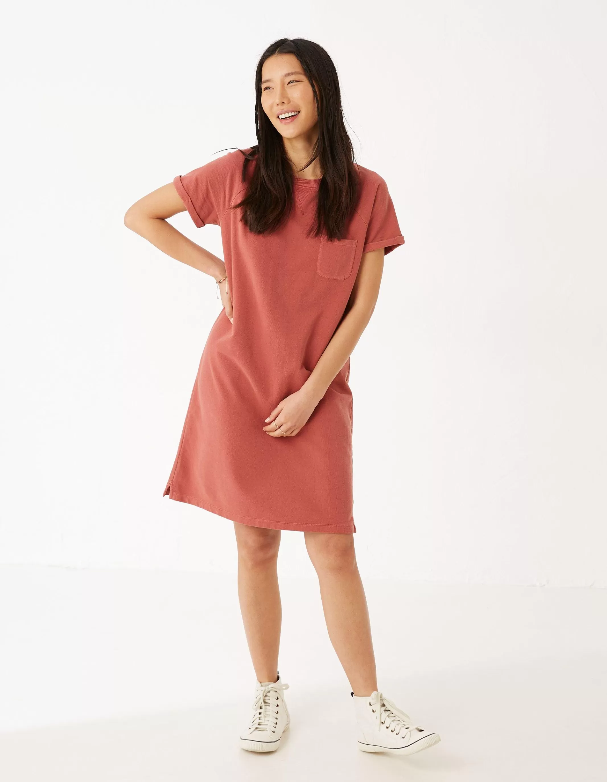 Store FatFace Sadie Sweat Dress Mid Orange