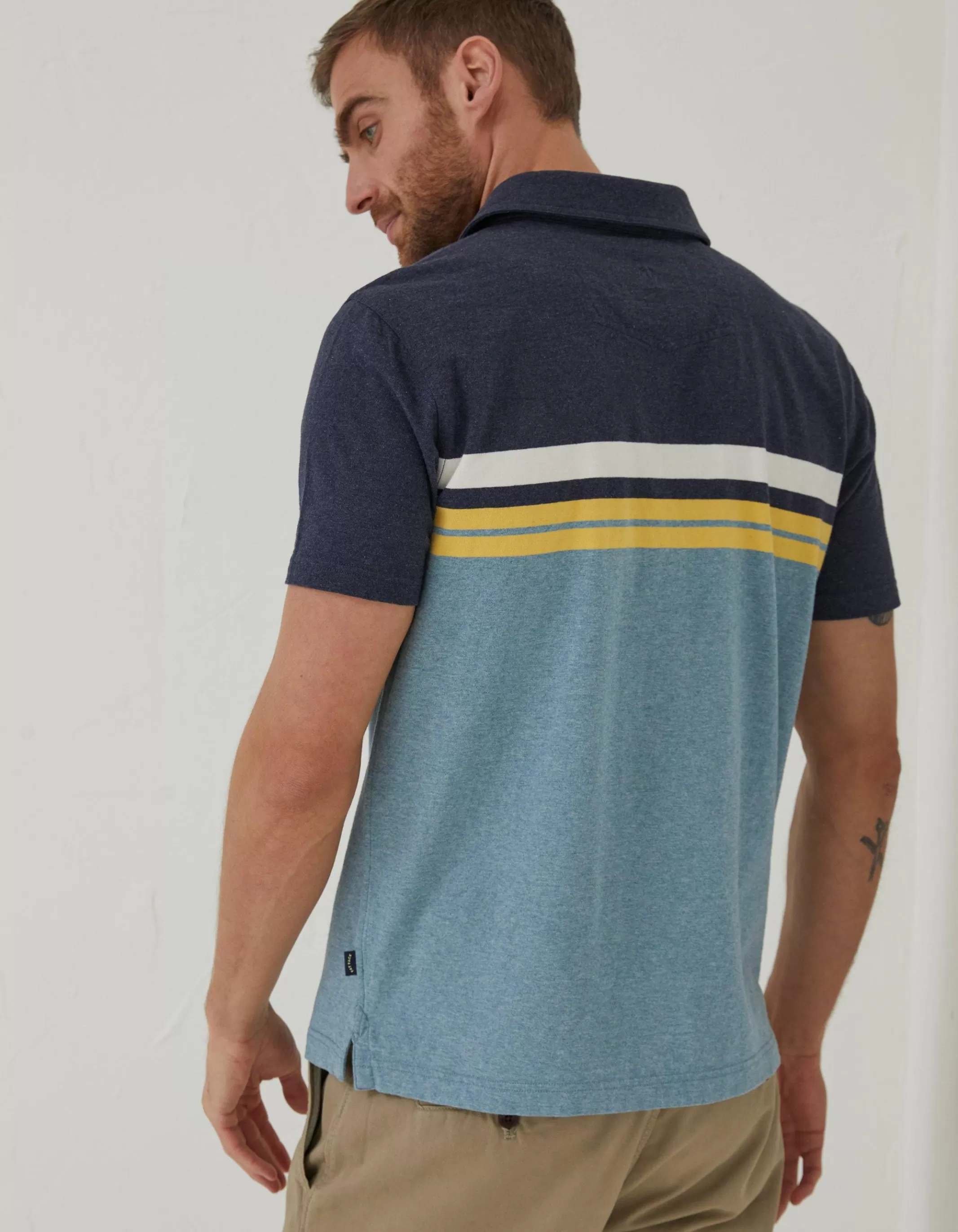 Shop FatFace Sandford Chest Stripe Polo Duck Egg