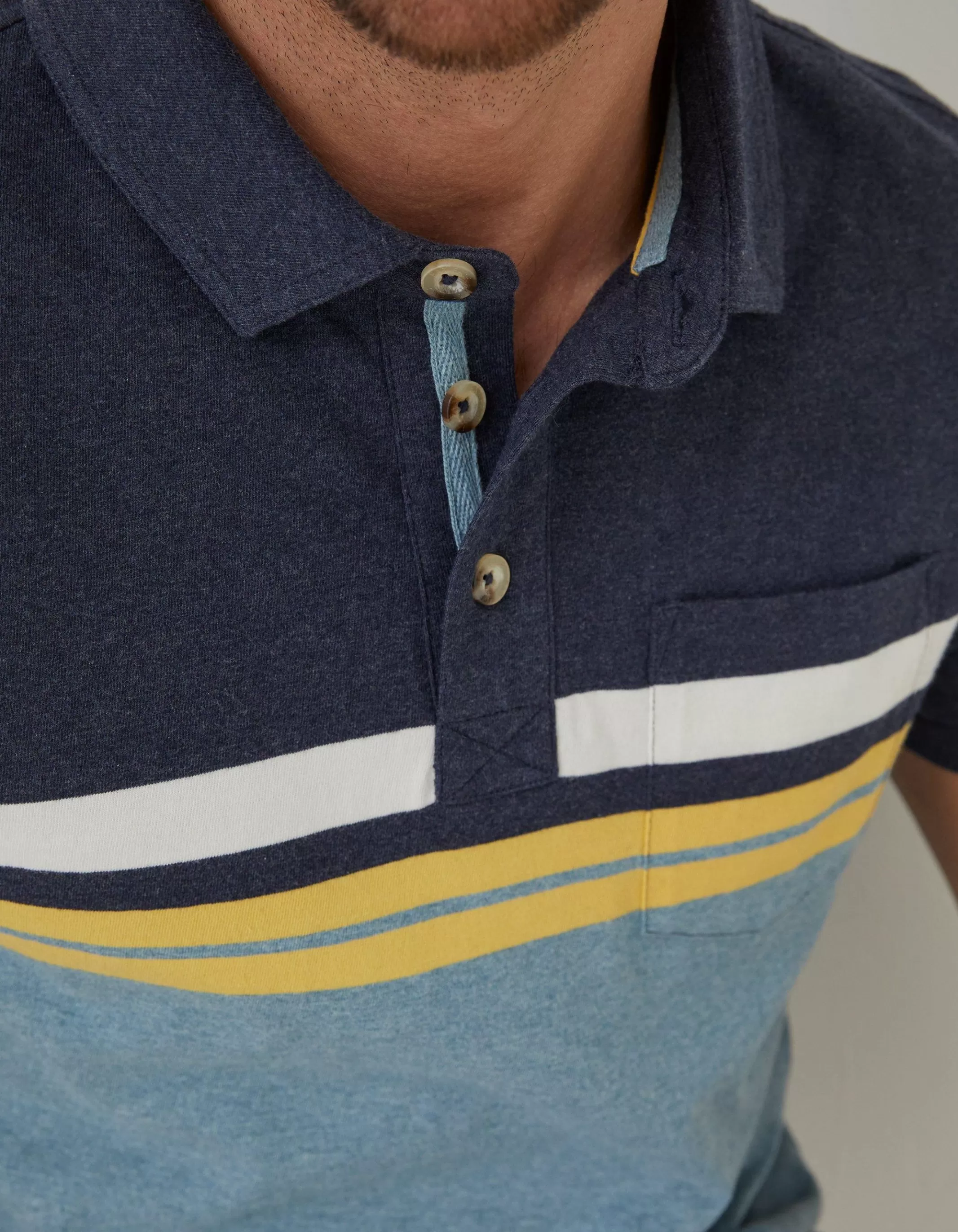 Shop FatFace Sandford Chest Stripe Polo Duck Egg