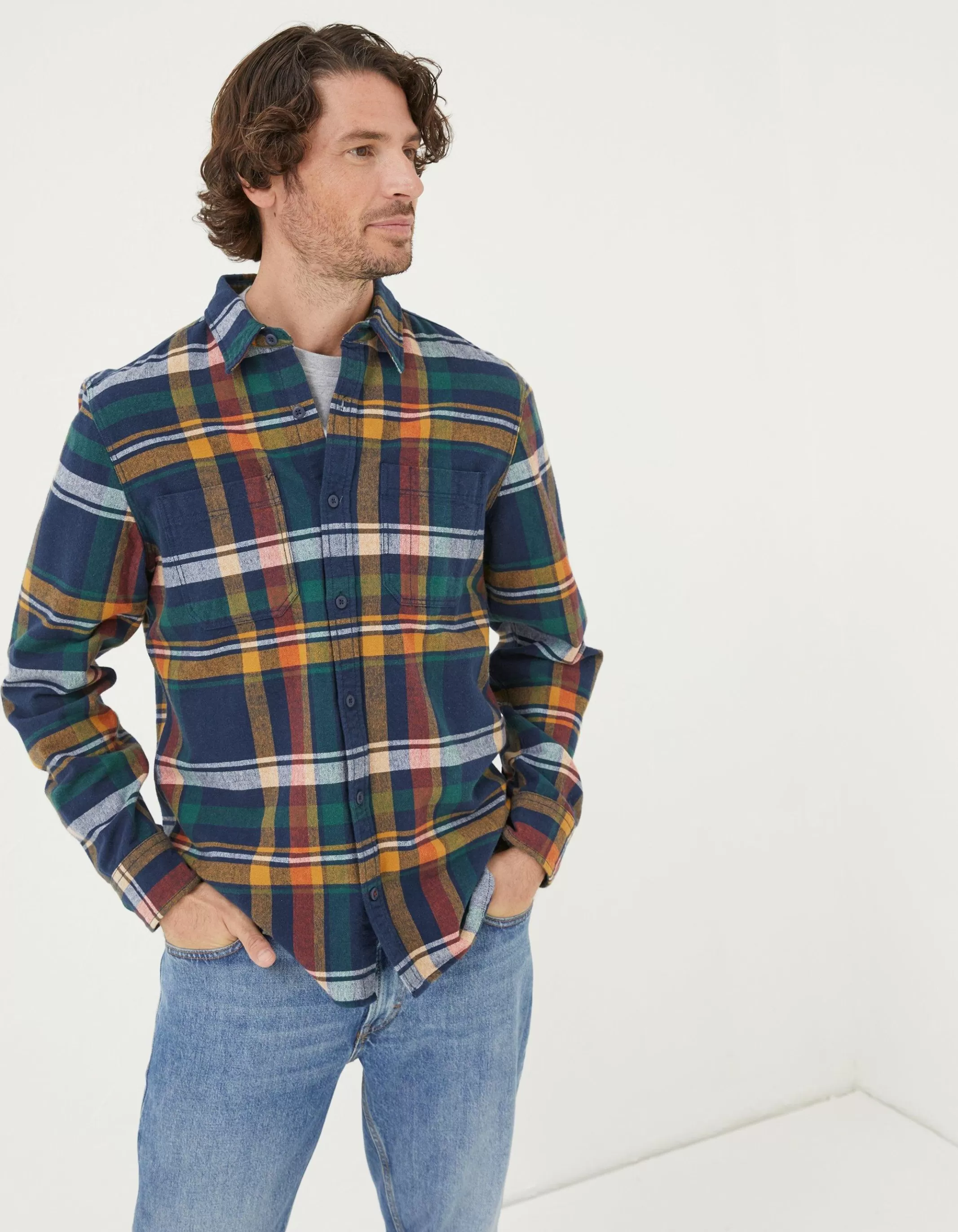 New FatFace Sandy Check Shirt Navy