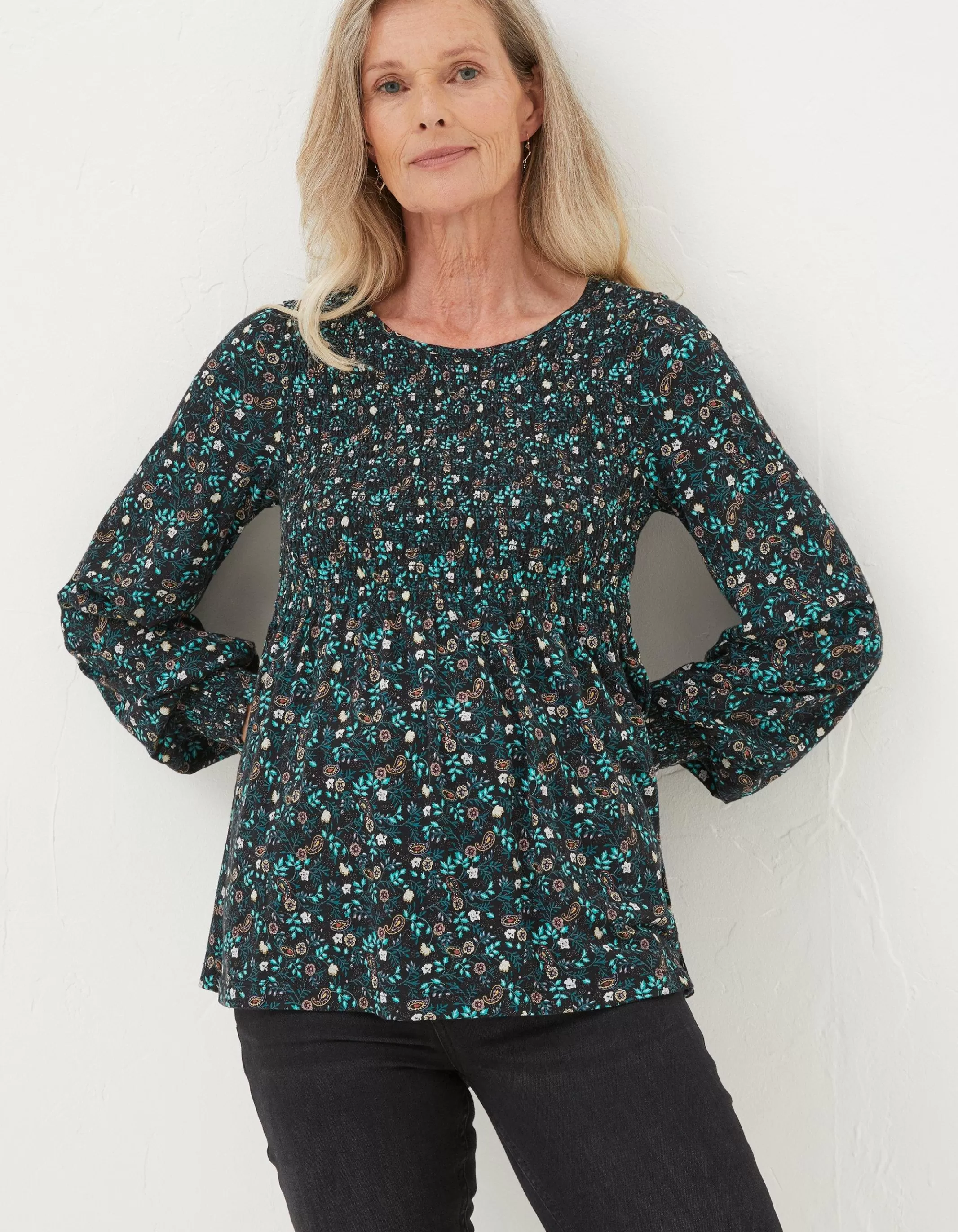 Sale FatFace Sara Evergreen Top Black
