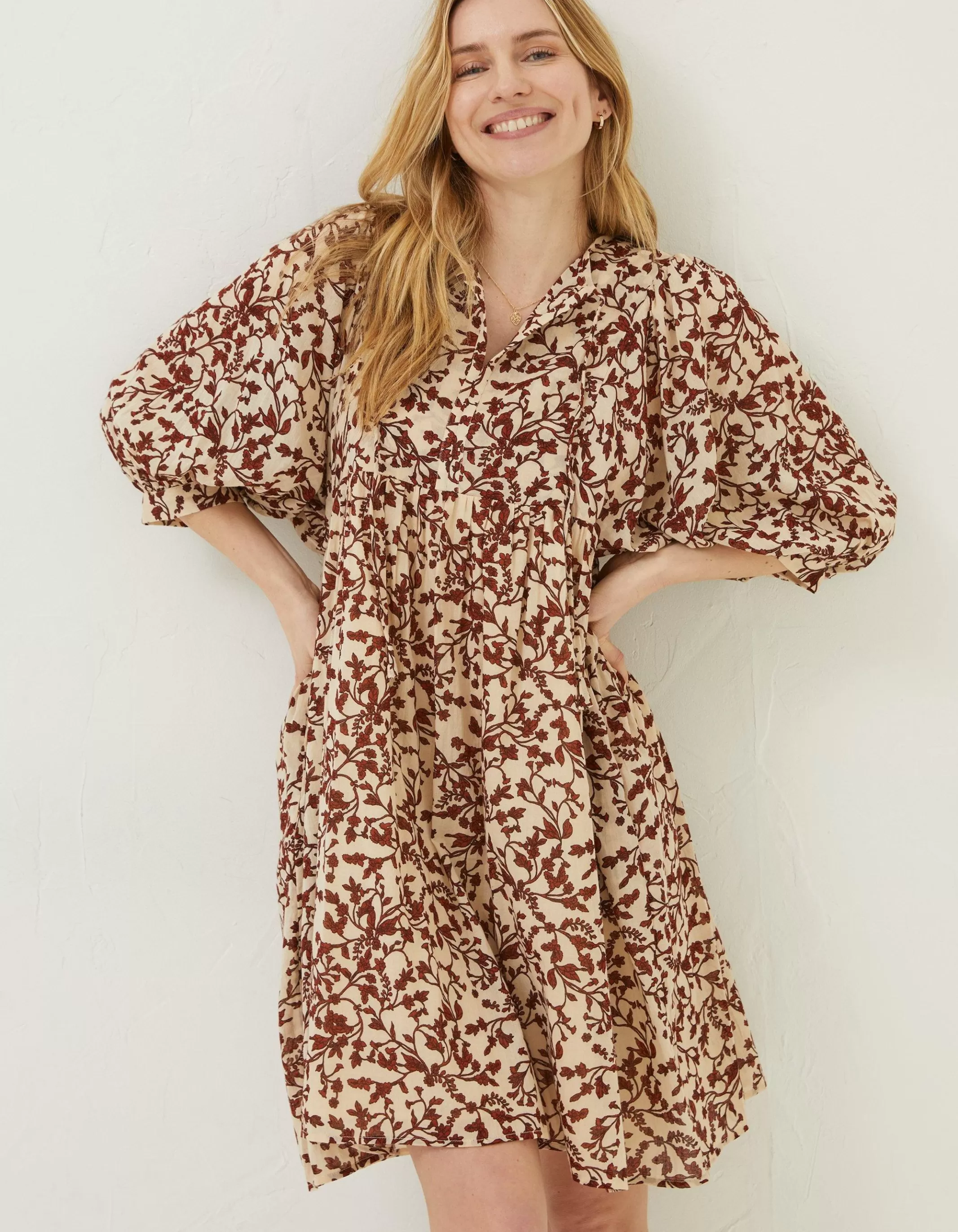 Best Sale FatFace Scarlett Floral Dress Brown