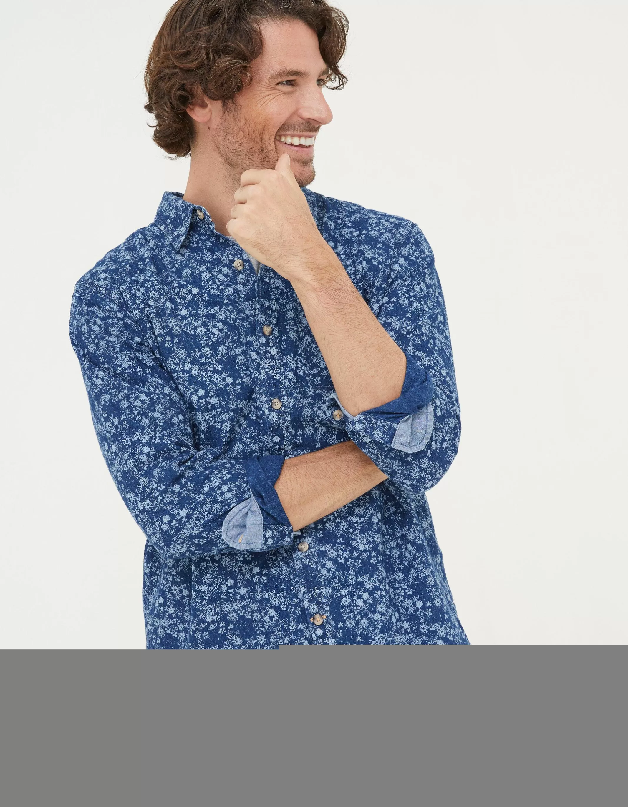 Store FatFace Scribble Daisy Print Shirt Blue